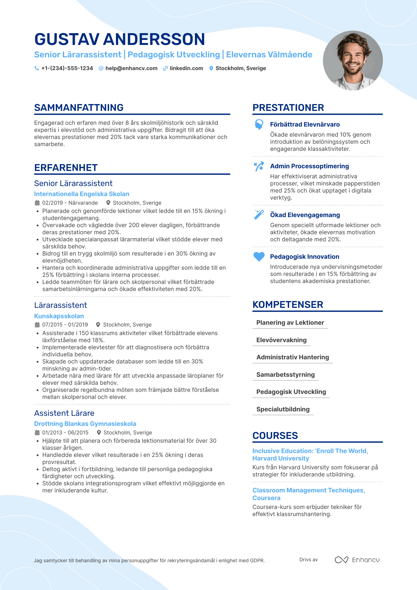 CV för Senior Lärarassistent