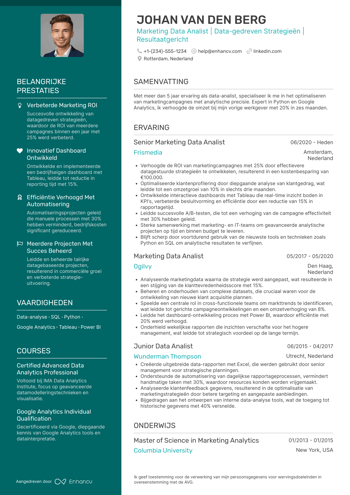 CV voor Marketing Data Analist