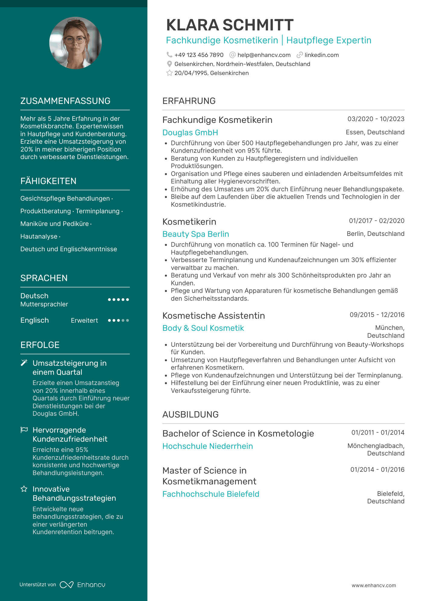 Lebenslauf als Fachkundige Kosmetikerin