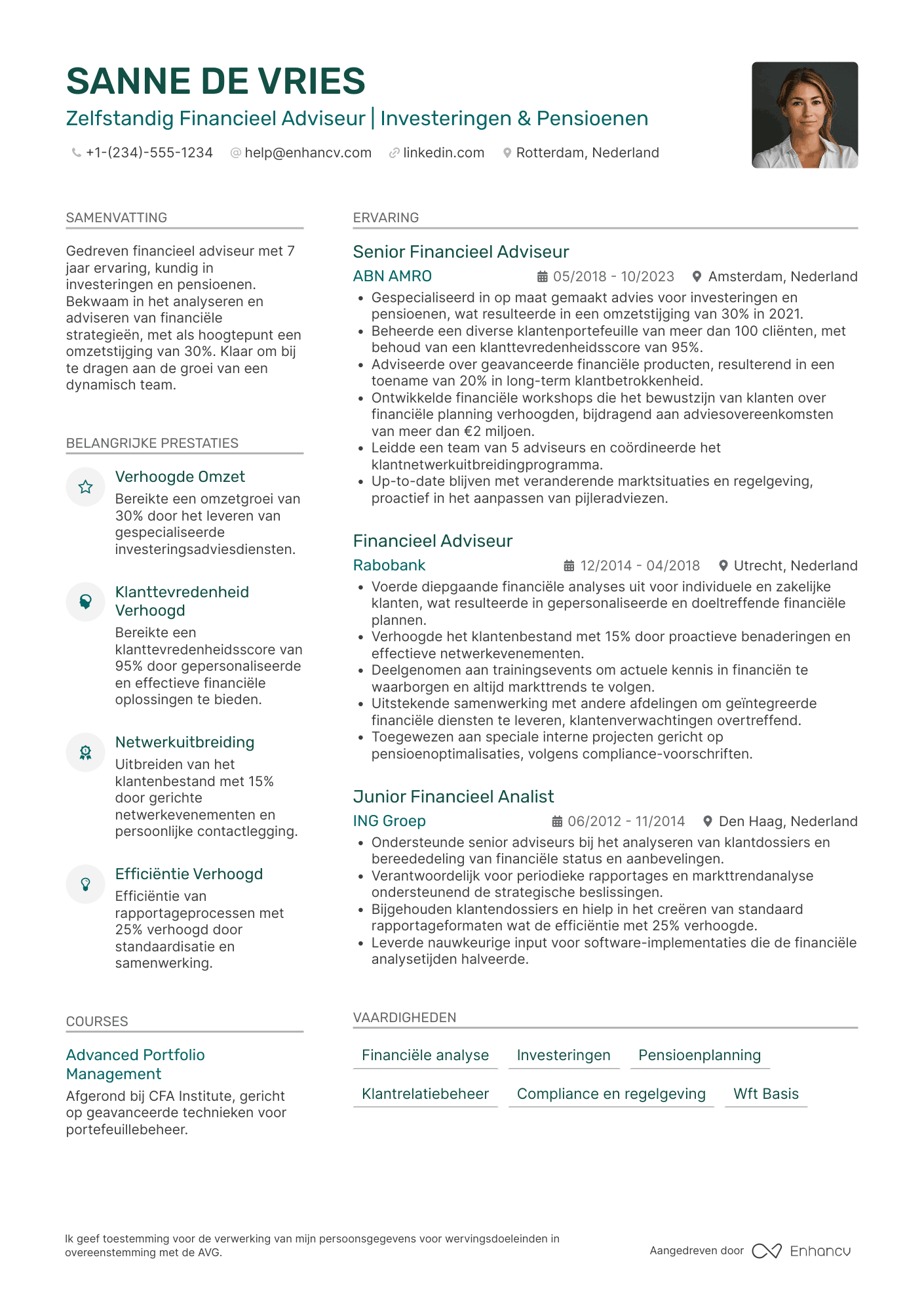 CV voor Zelfstandig Financieel Adviseur