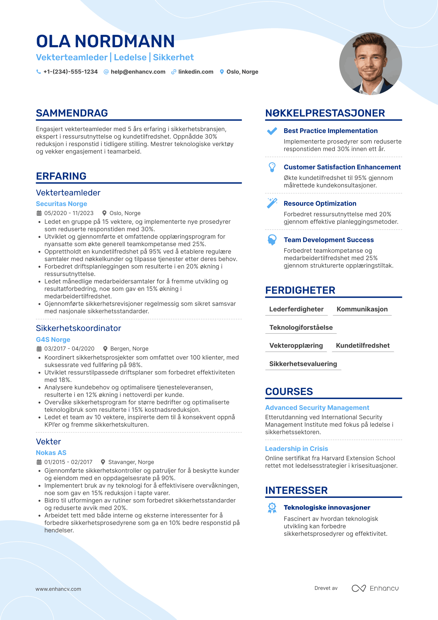 CV for Vekterteamleder