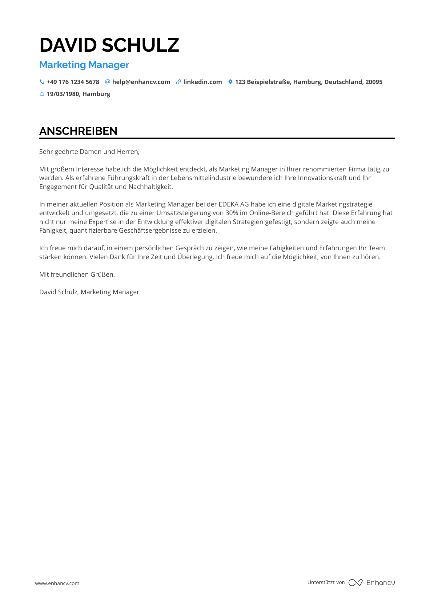Marketing Manager in der Lebensmittelindustrie