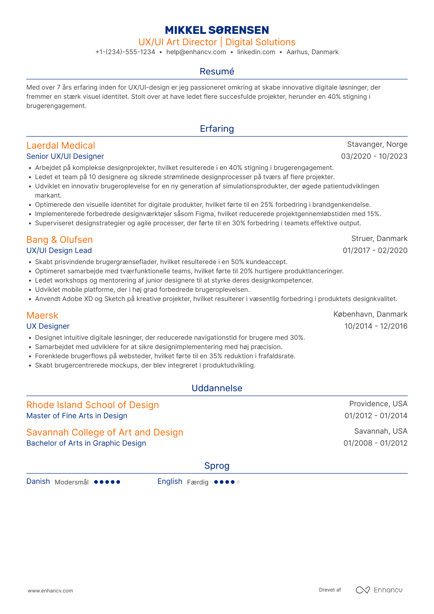 CV til UX/UI art director