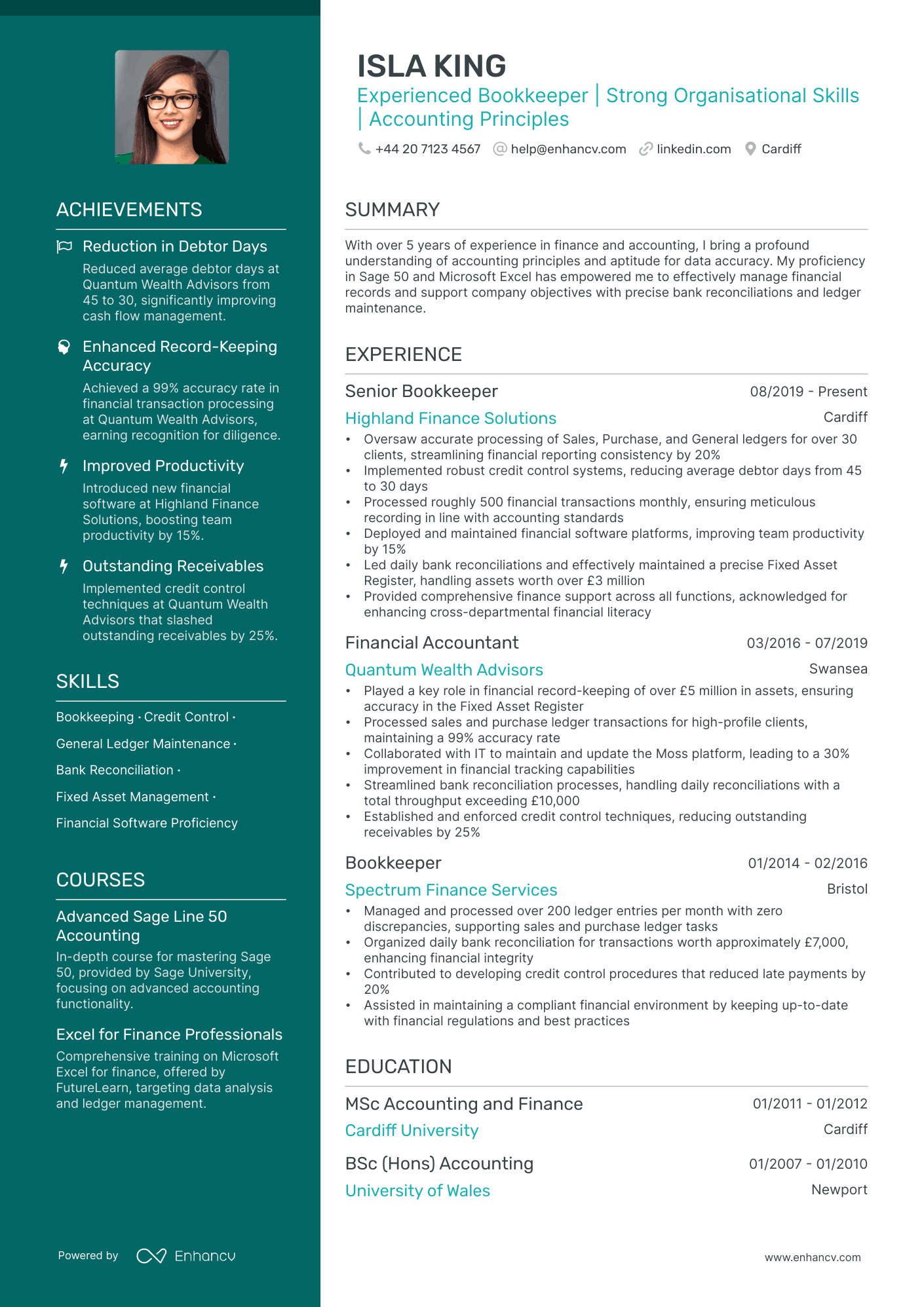 bookkeeper personal statement cv