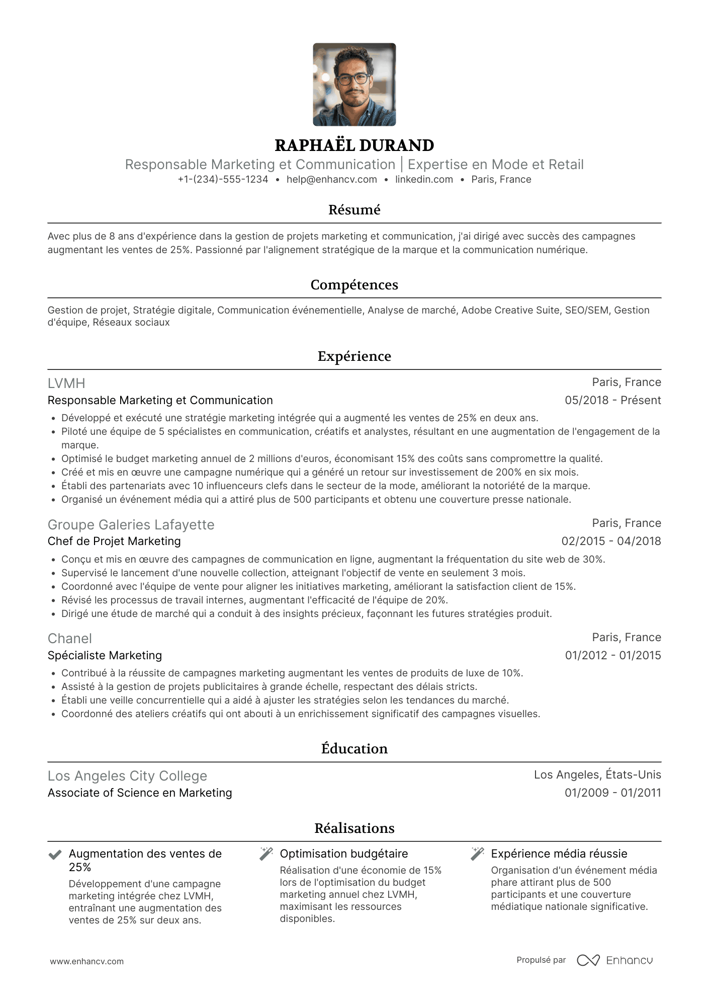 CV Responsable Marketing et Communication