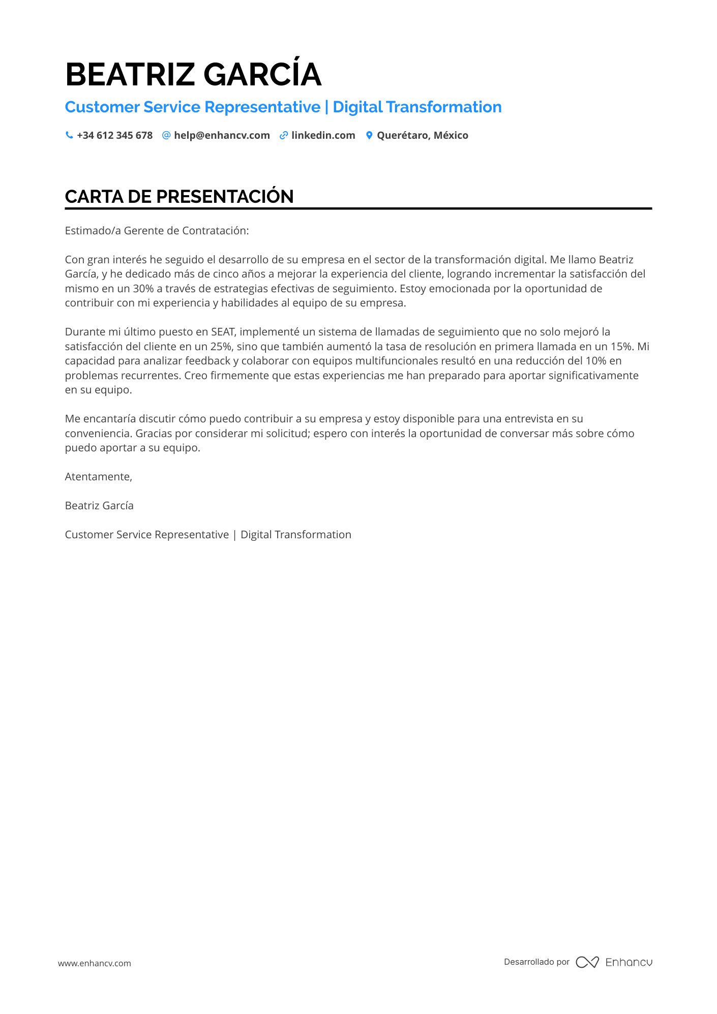 Representante de Atención al Cliente