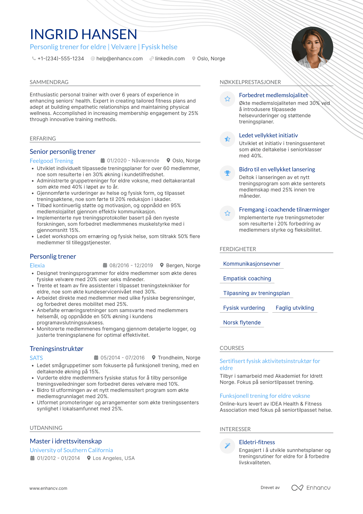 CV for Personlig trener for eldre voksne
