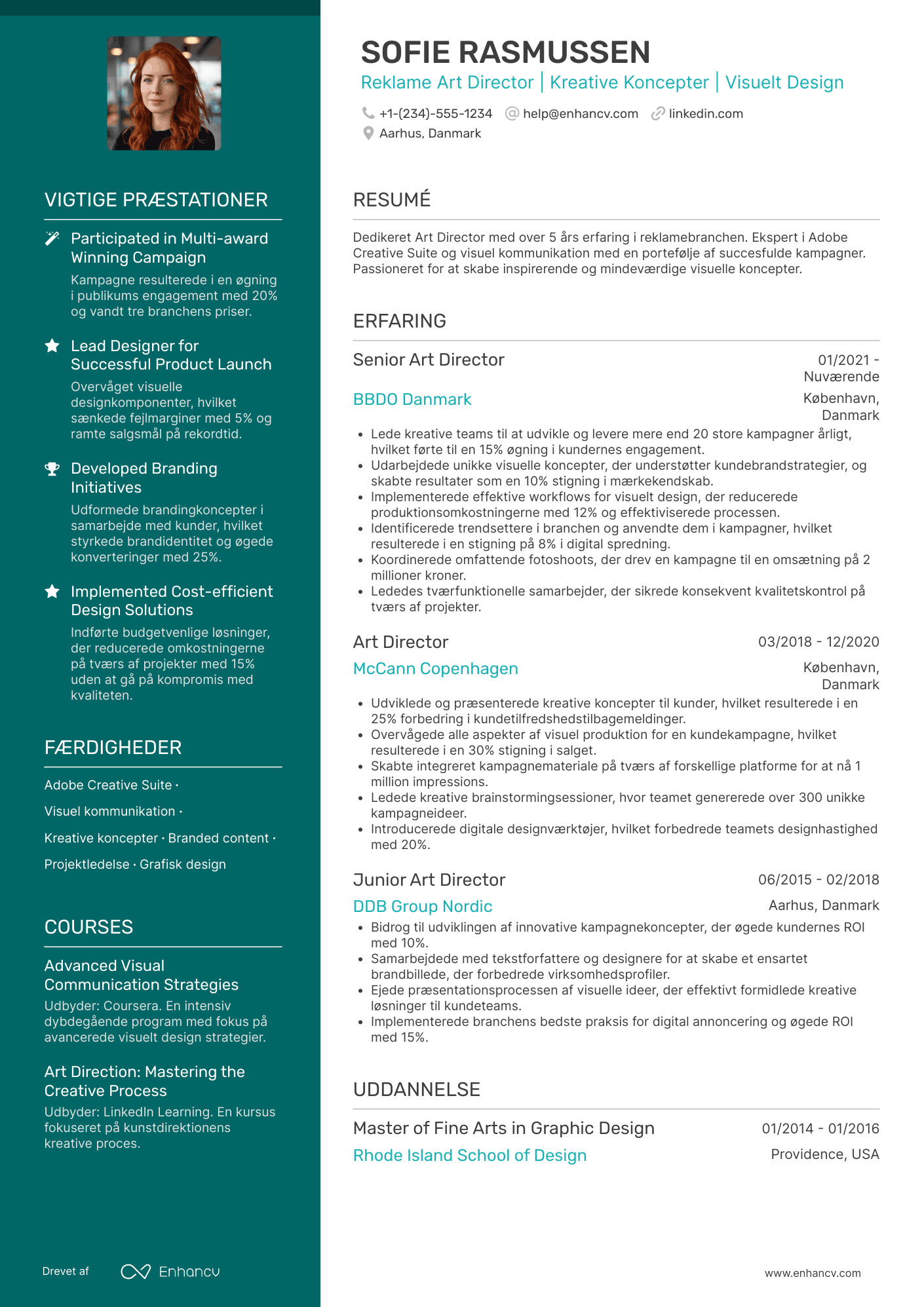 CV til Reklame art director