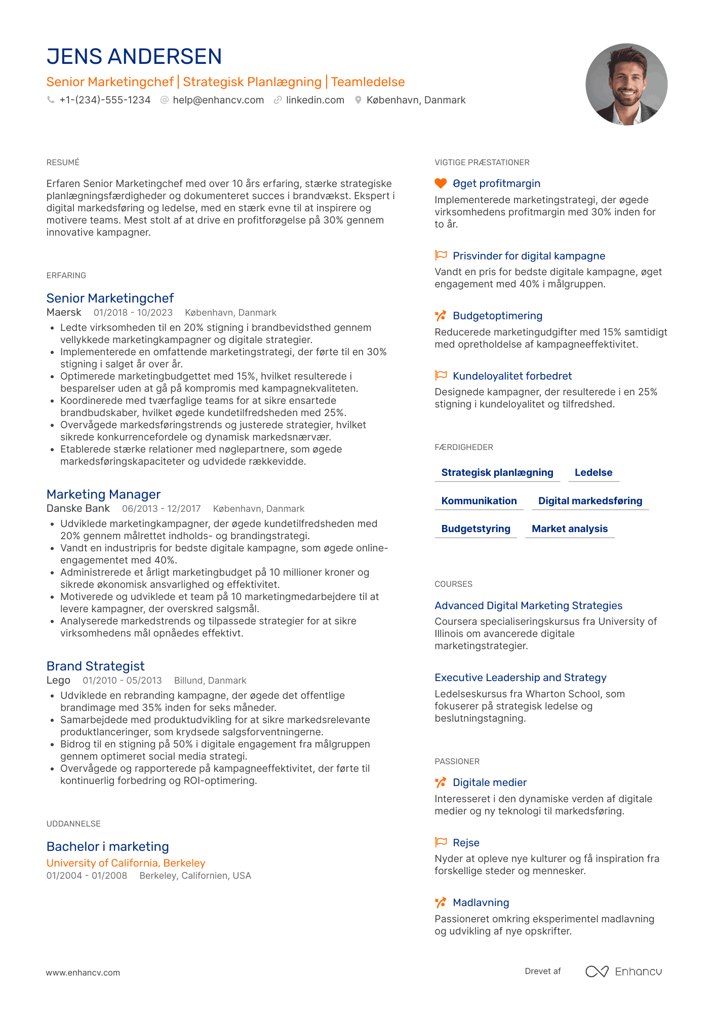 CV til Senior marketingchef