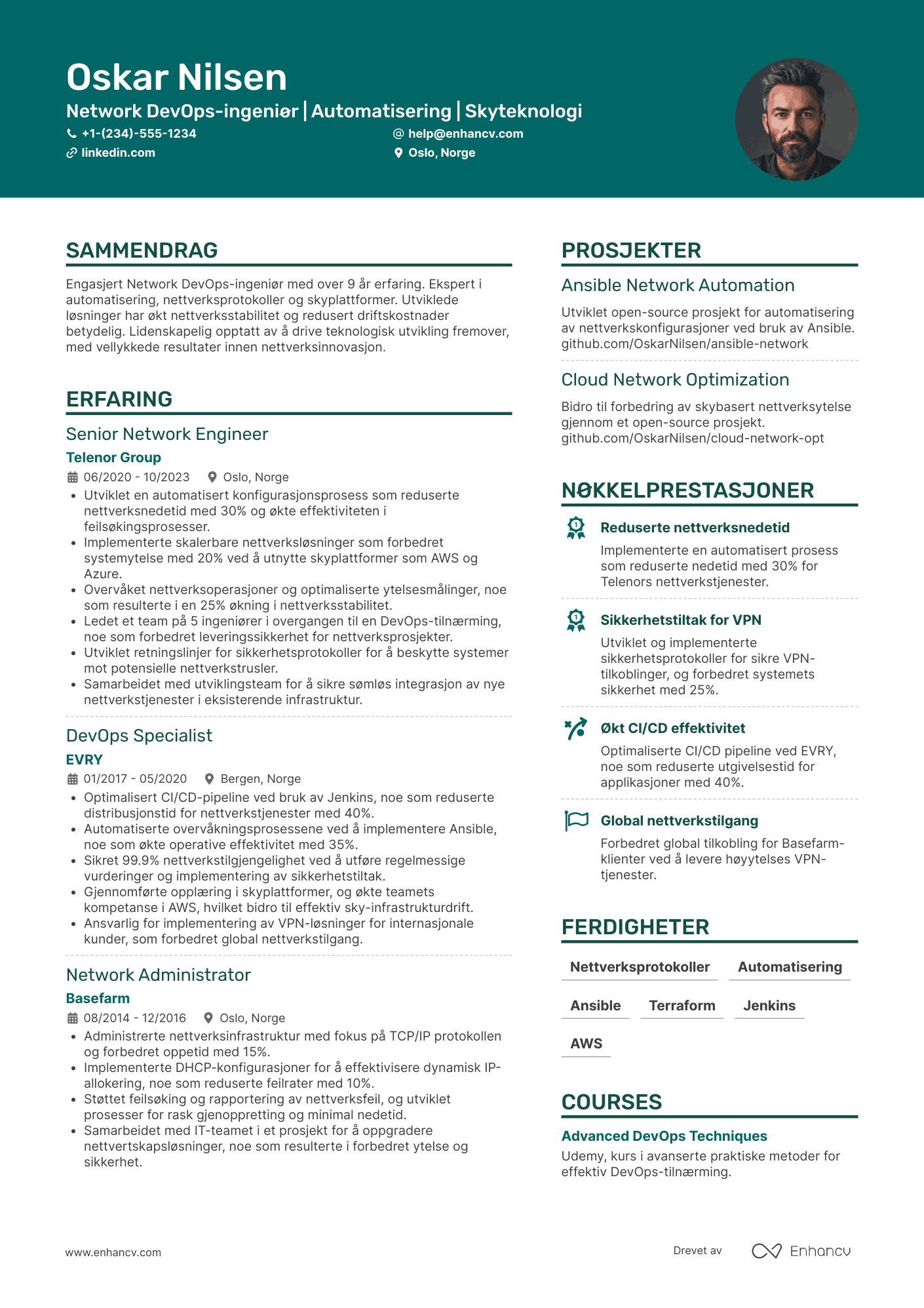 CV for Network DevOps ingeniør