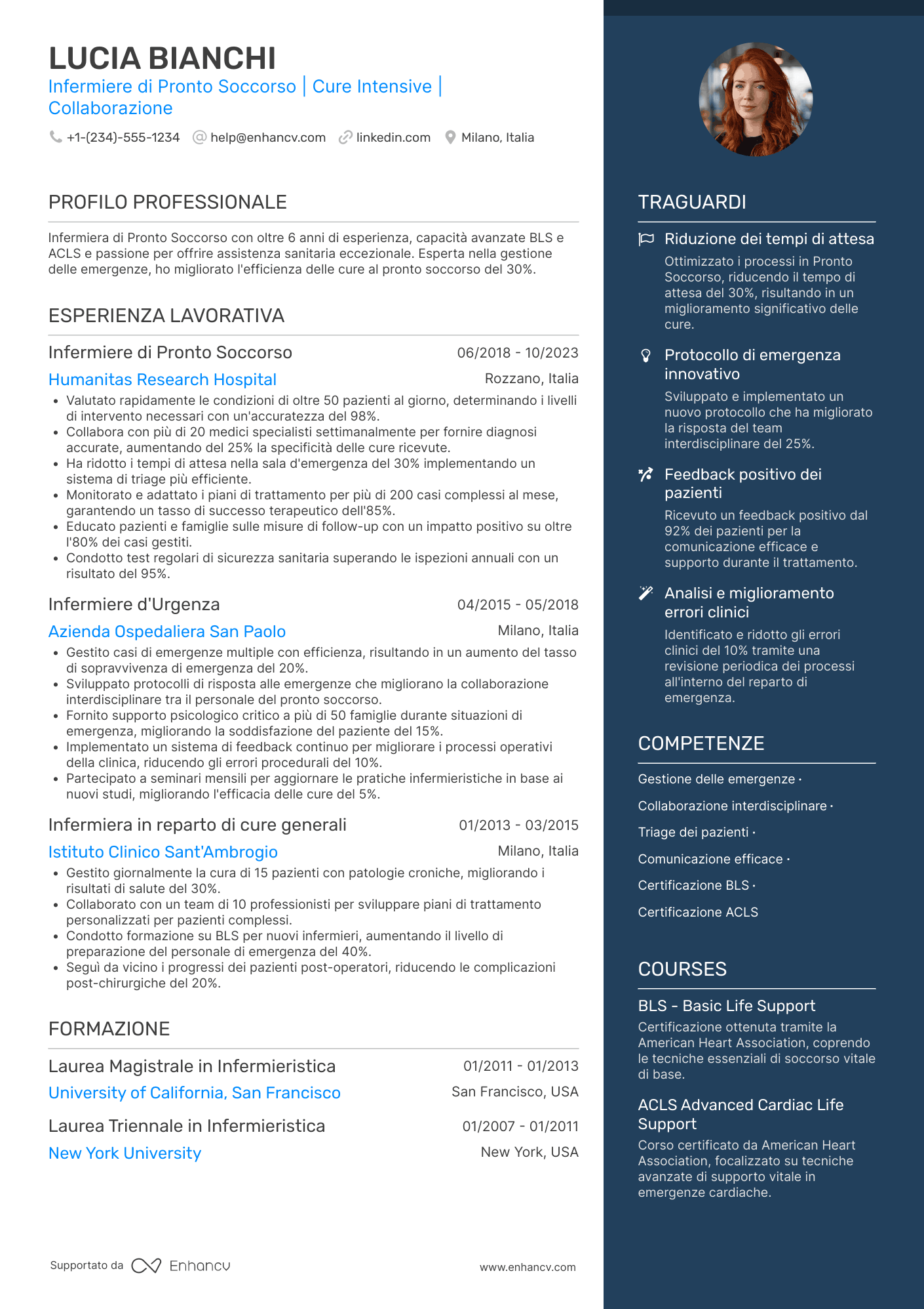 Curriculum infermiere pronto soccorso