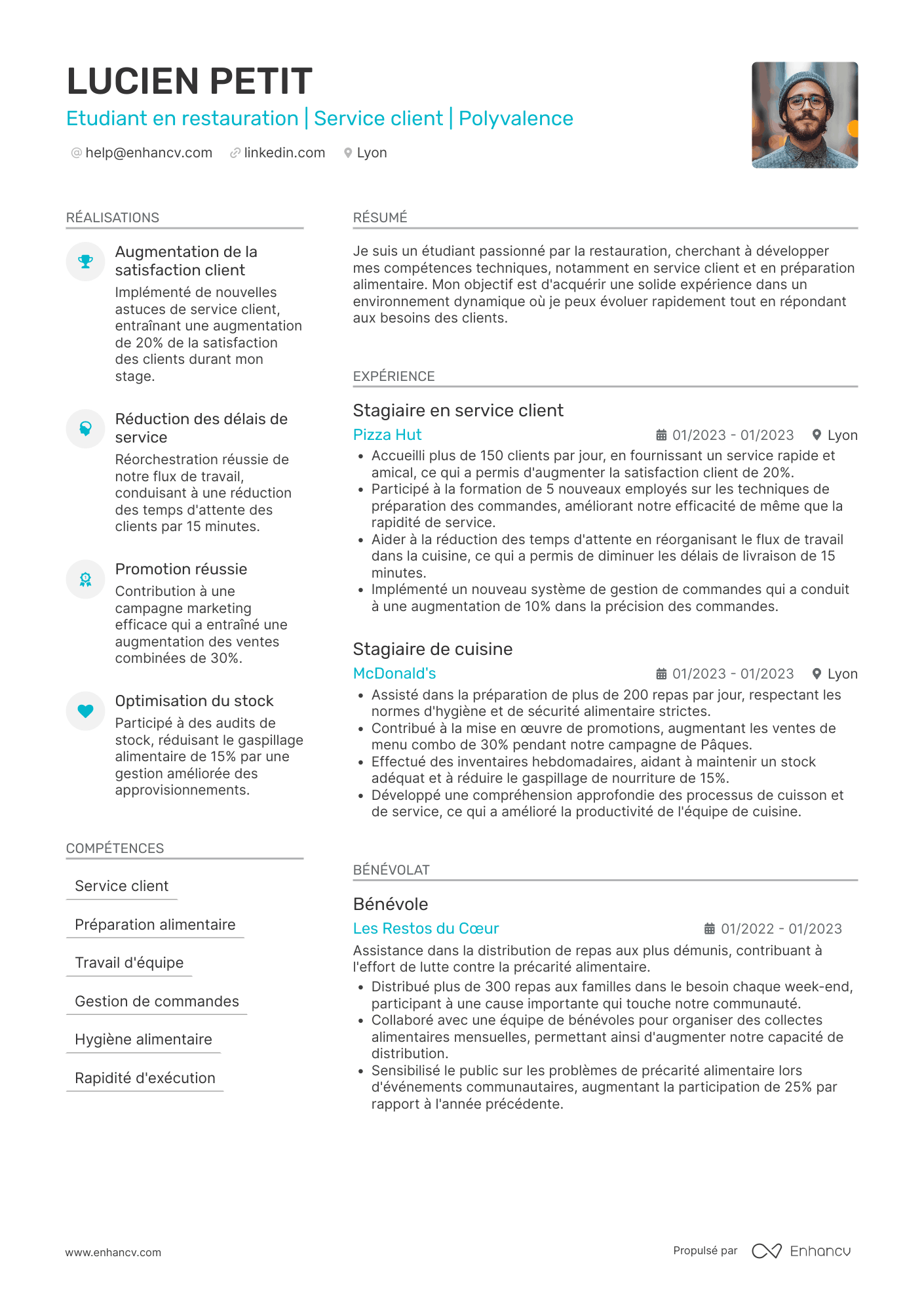 Pour job étudiant en restauration