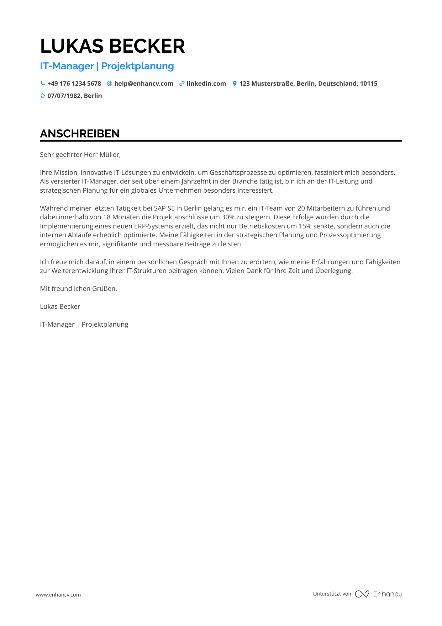 Stellvertretender Manager in der IT Branche