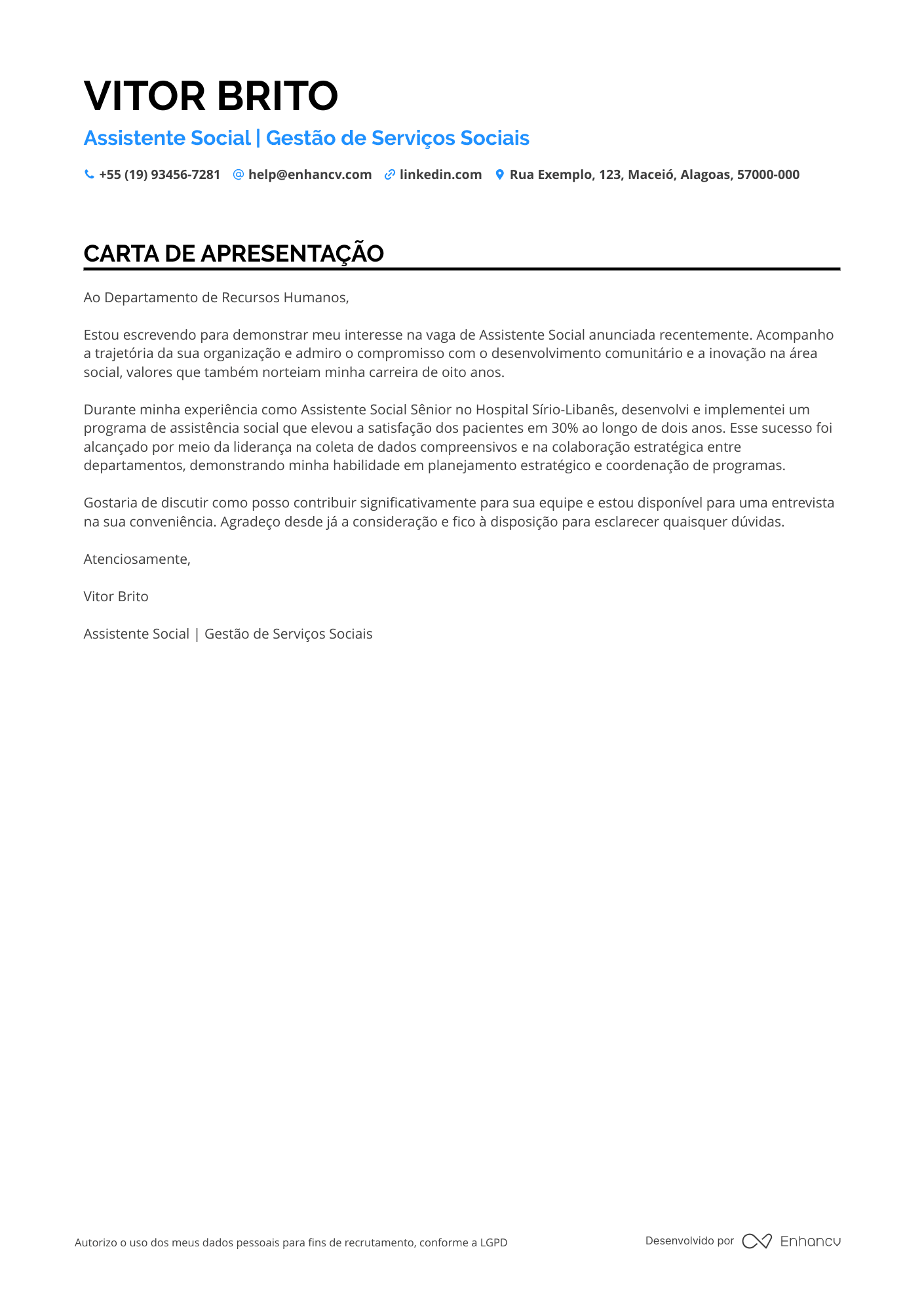 Assistente Social Meio período