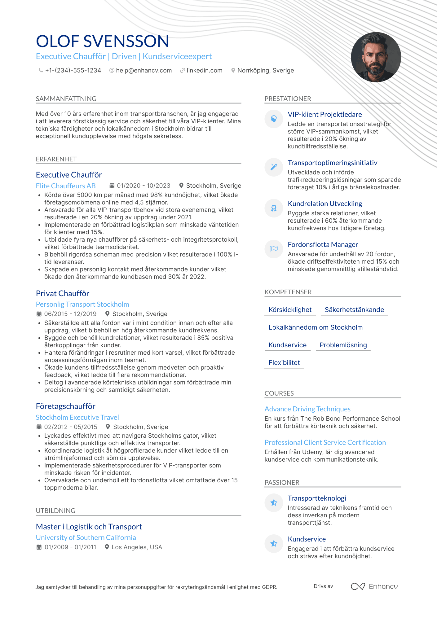 CV för Executive Chaufför