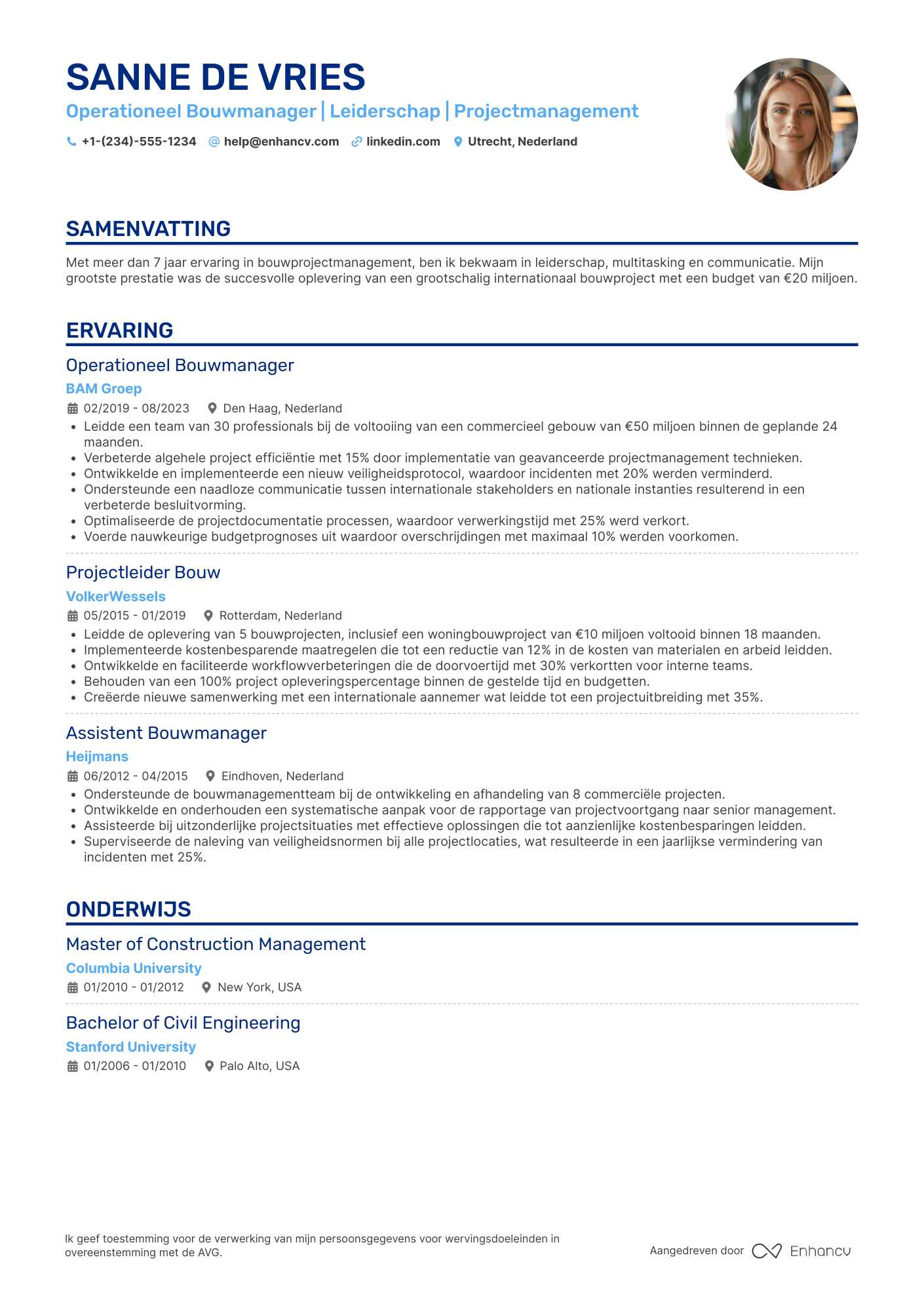 CV voor Operationeel Bouwmanager