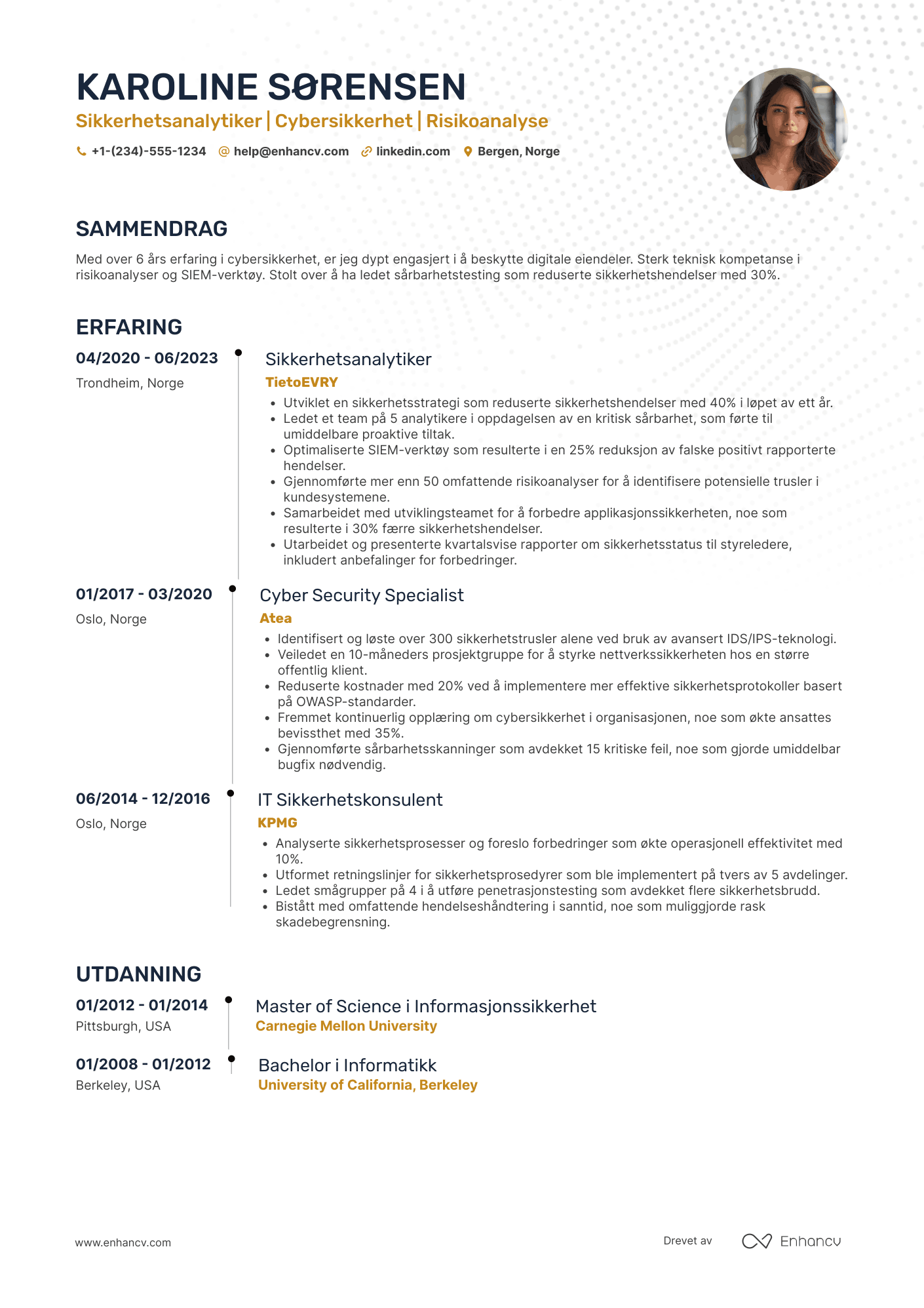 CV for Sikkerhetsanalytiker