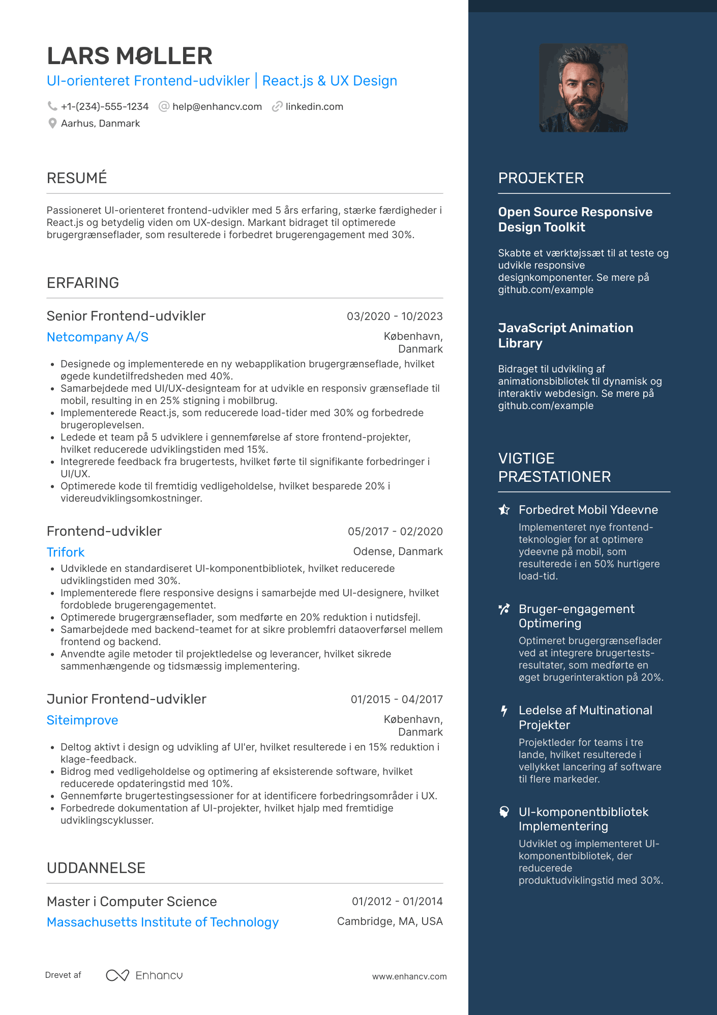 CV til UI orienteret frontend udvikler