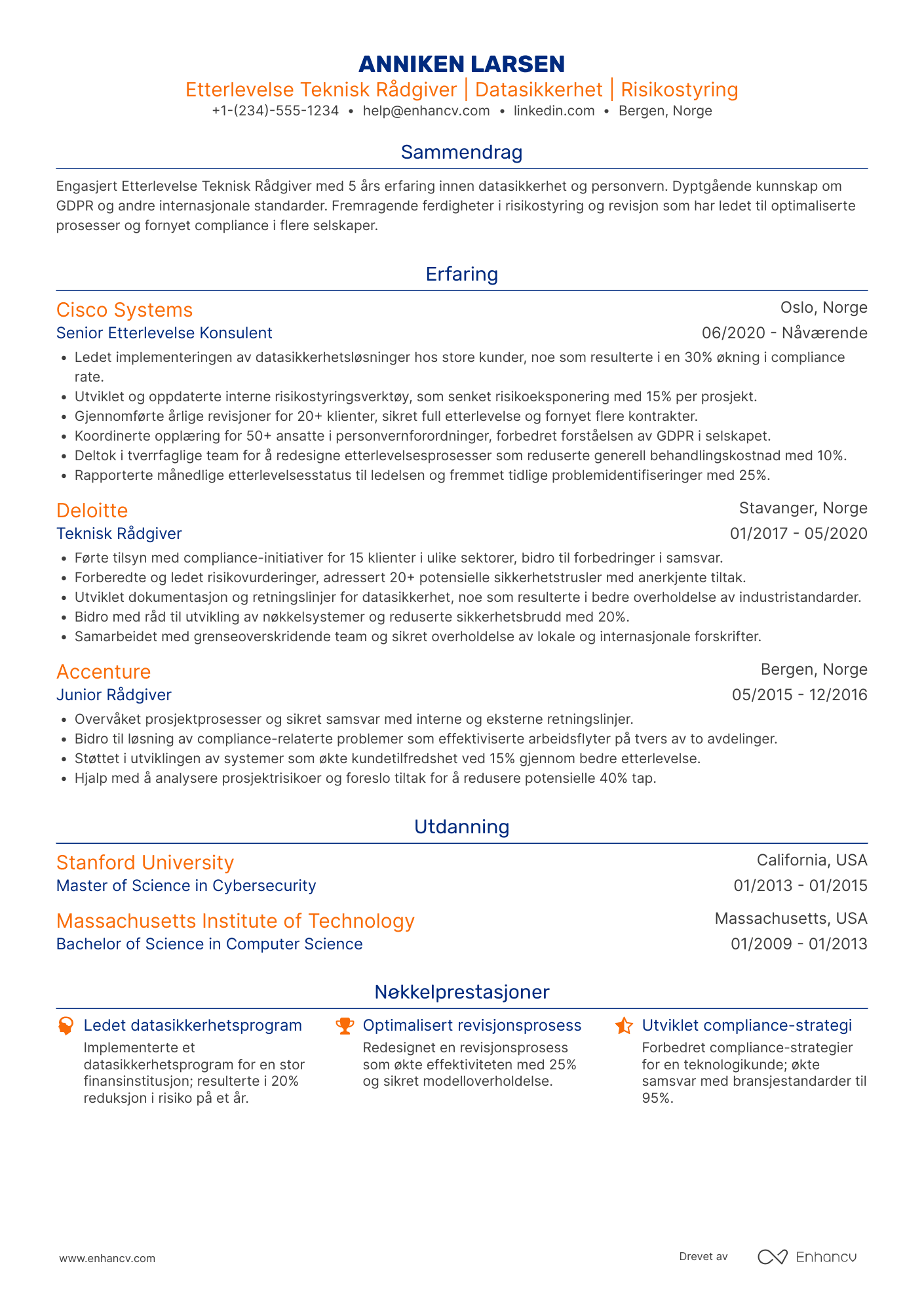 CV for Etterlevelse Teknisk Rådgiver