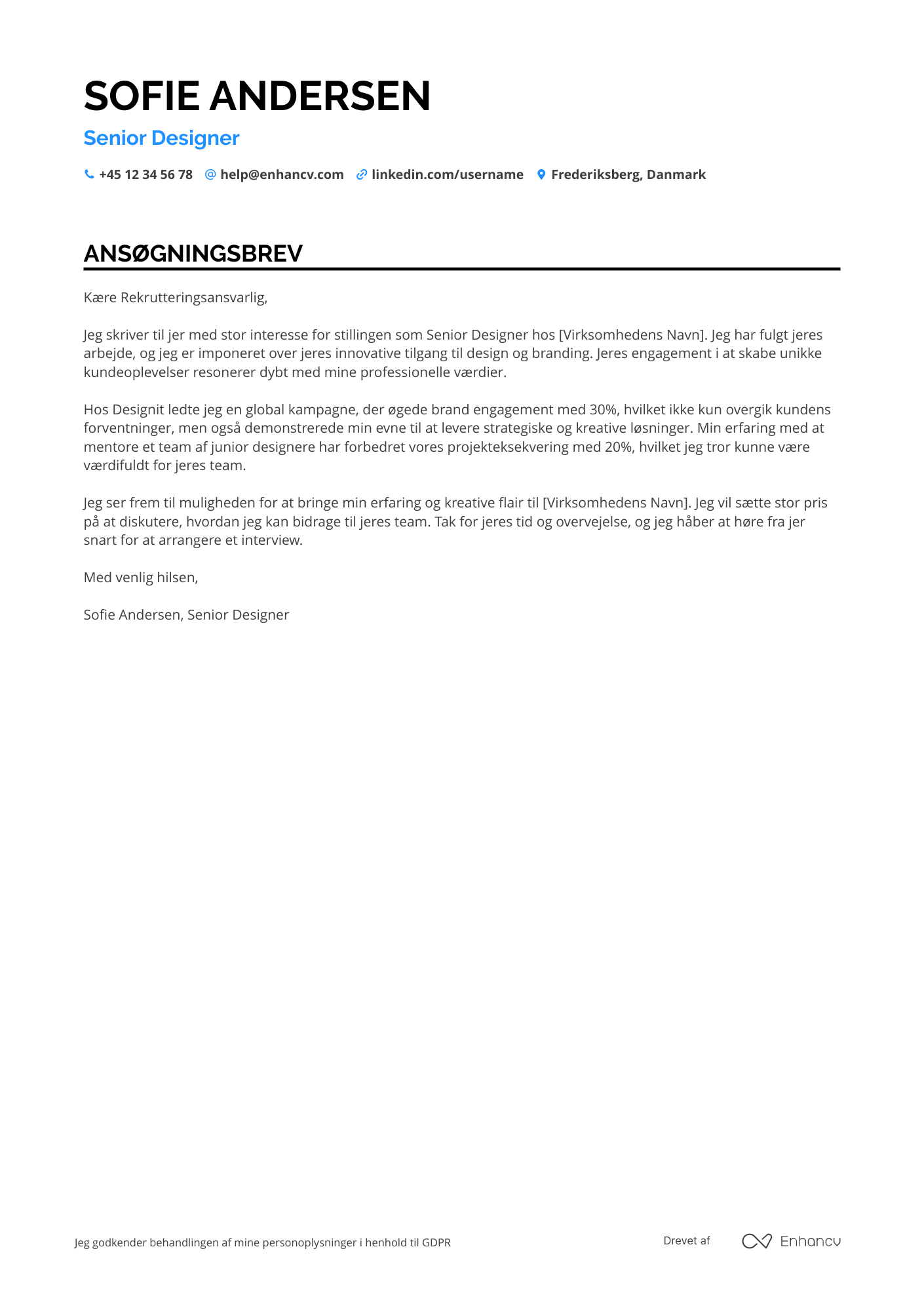 Ansøgningsbrev til Senior Designer