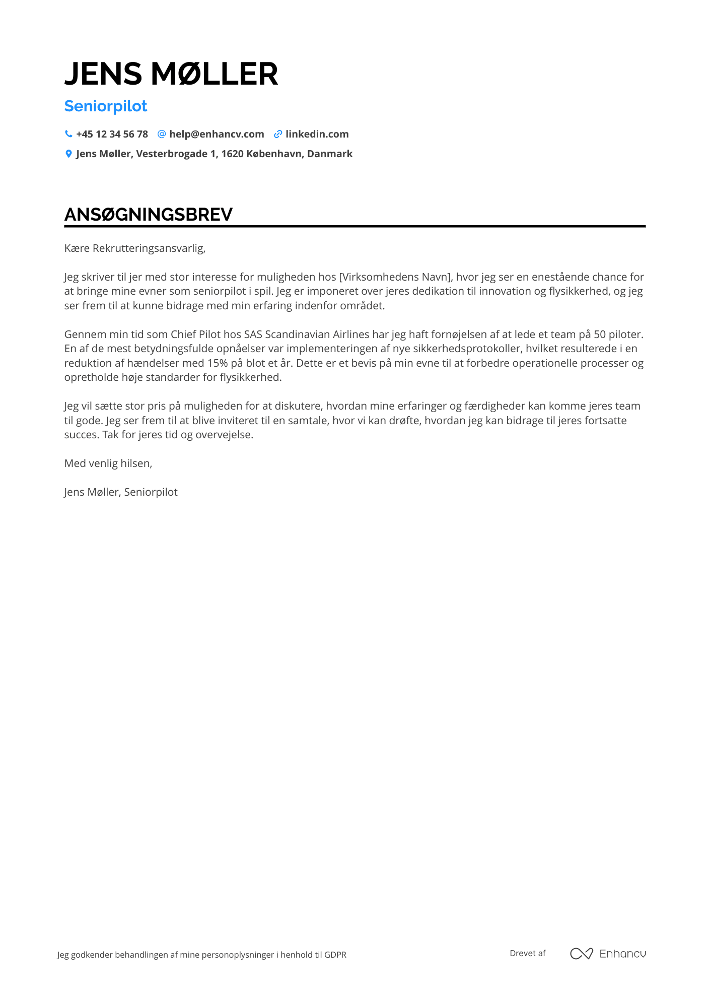 Ansøgningsbrev til Seniorpilot