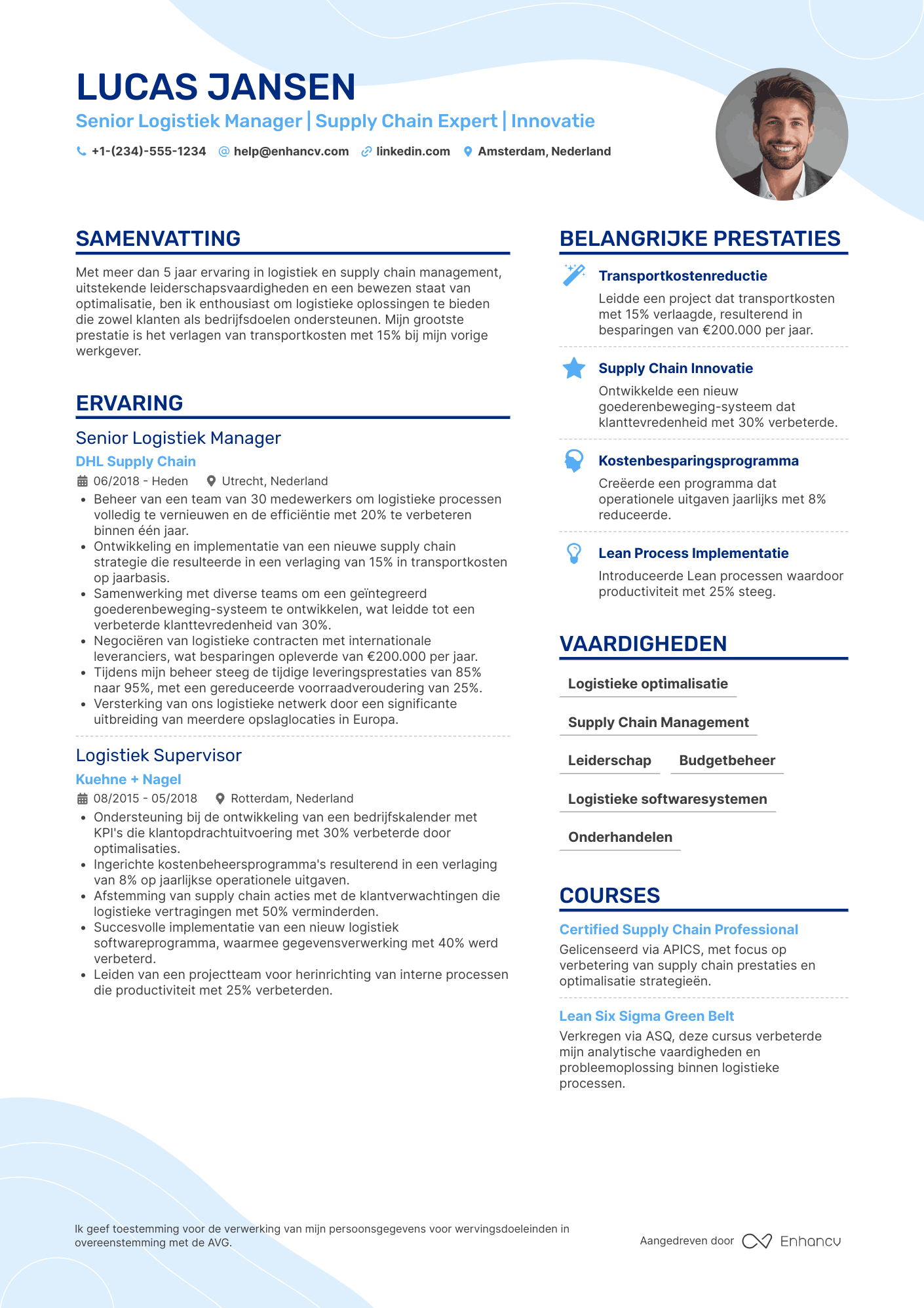 CV voor Senior Logistiek Manager