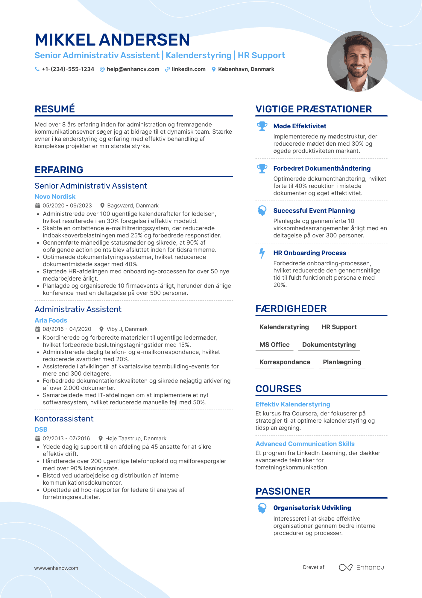 CV til Senior administrativ assistent