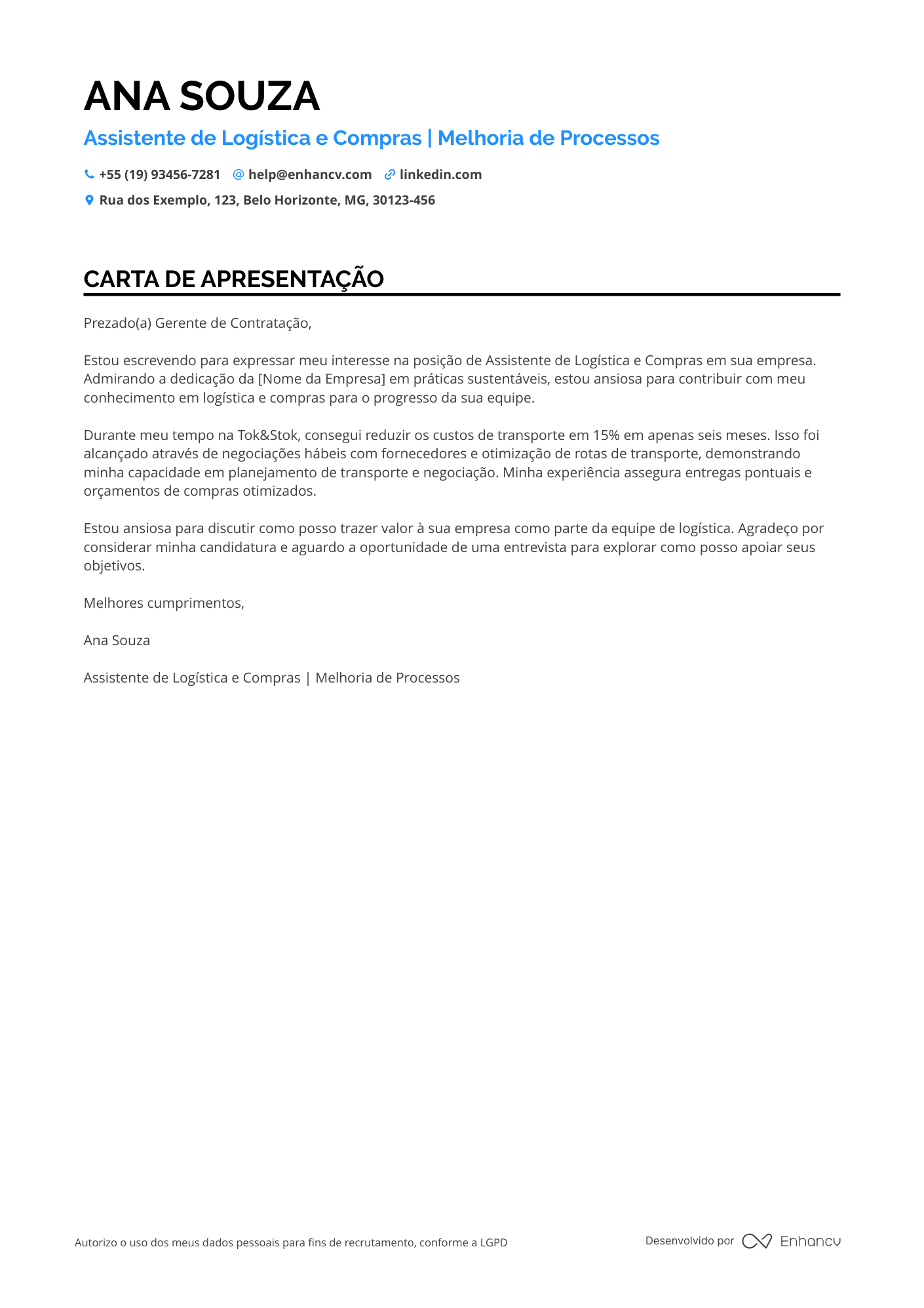 Assistente de RH em Logística
