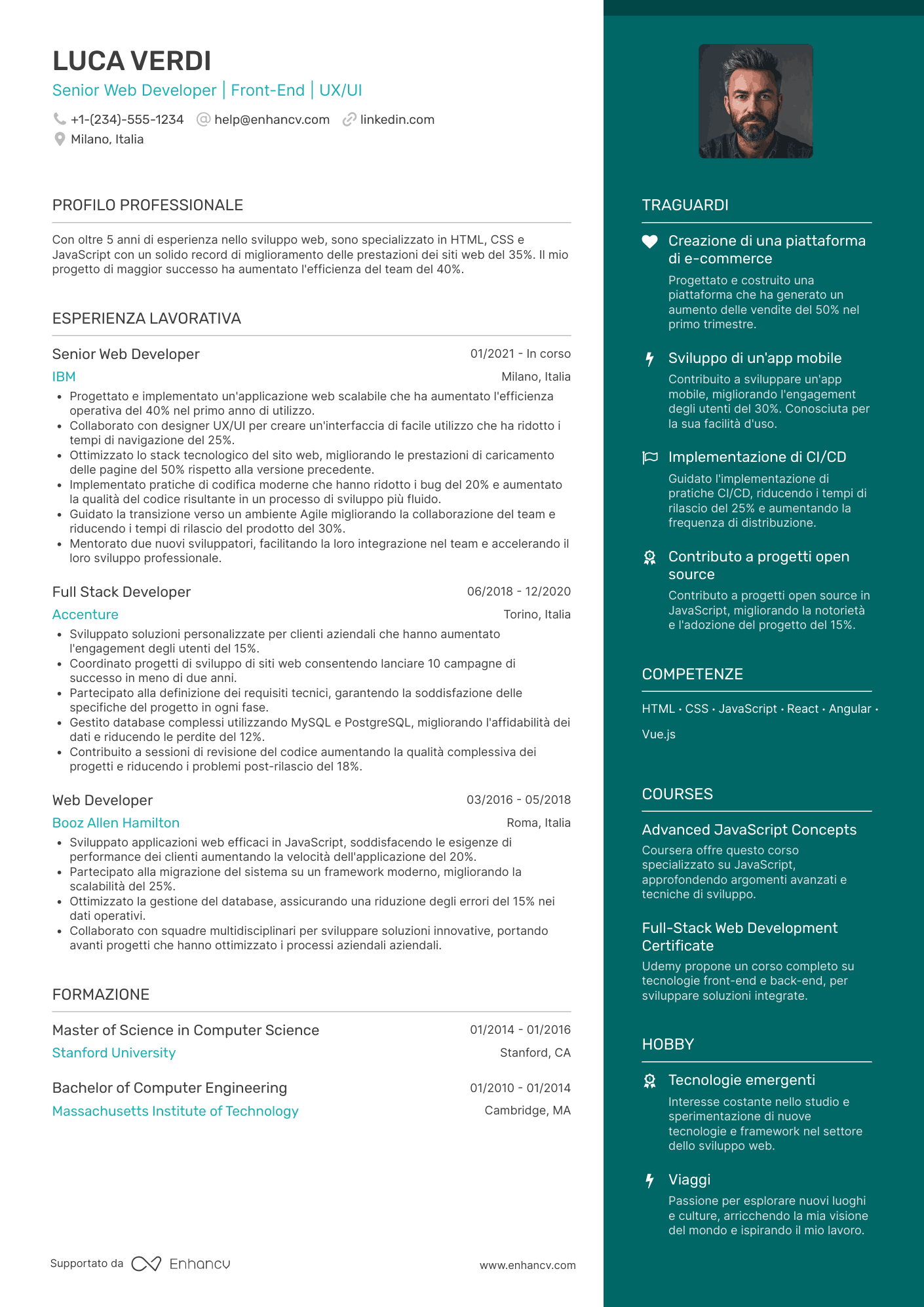Senior web developer CV