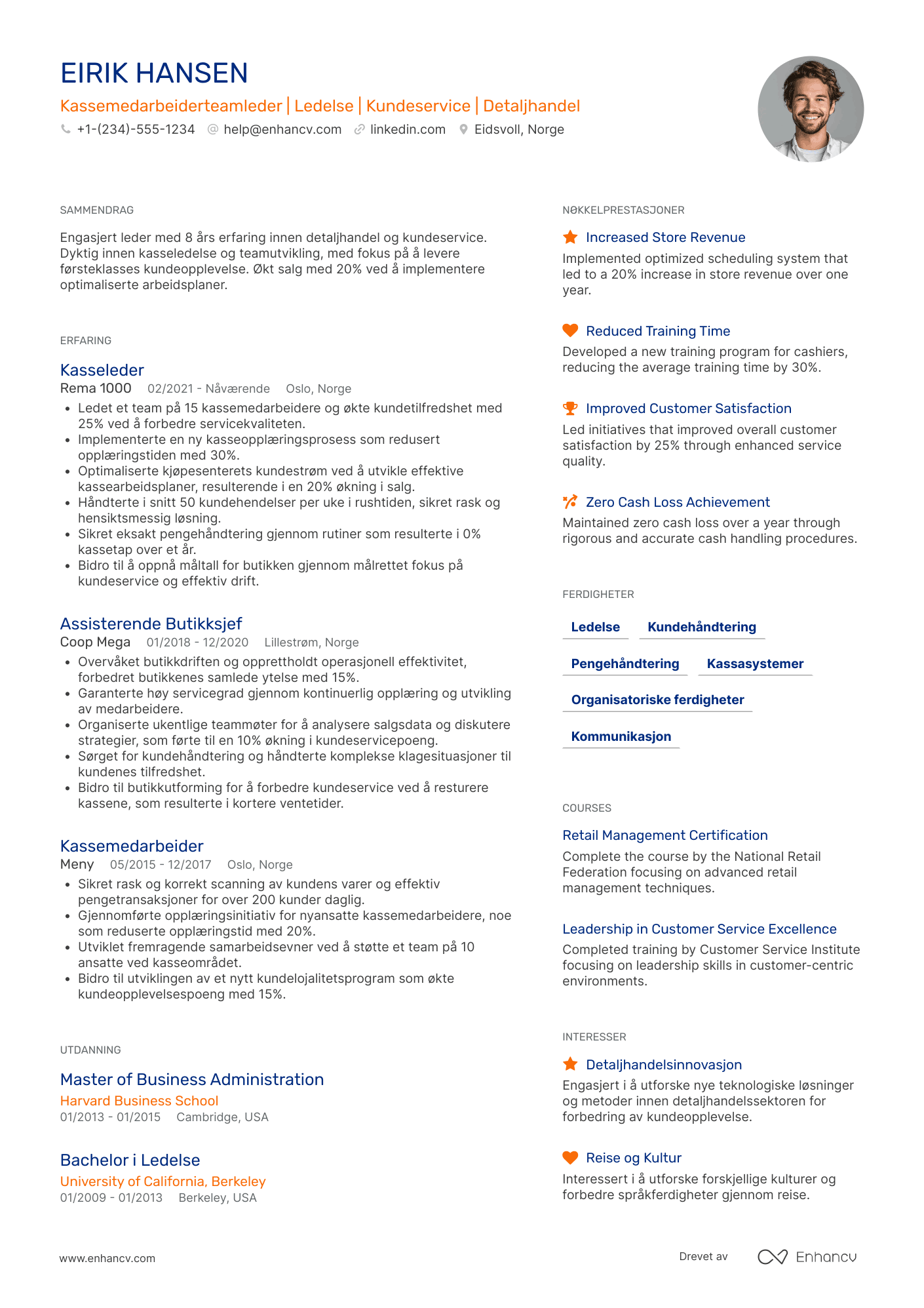 CV for Kassemedarbeiderteamleder