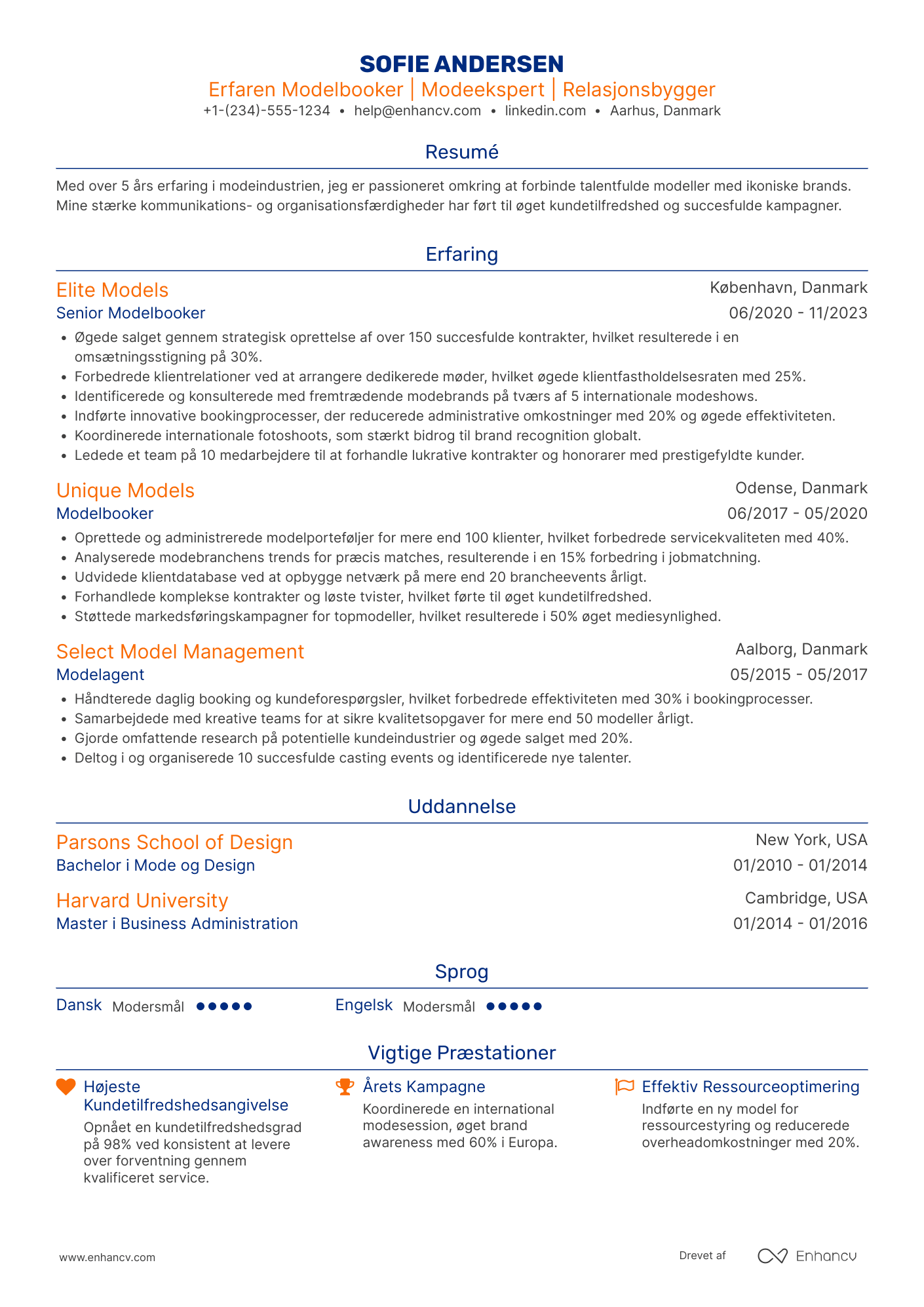 CV til Modelbooker