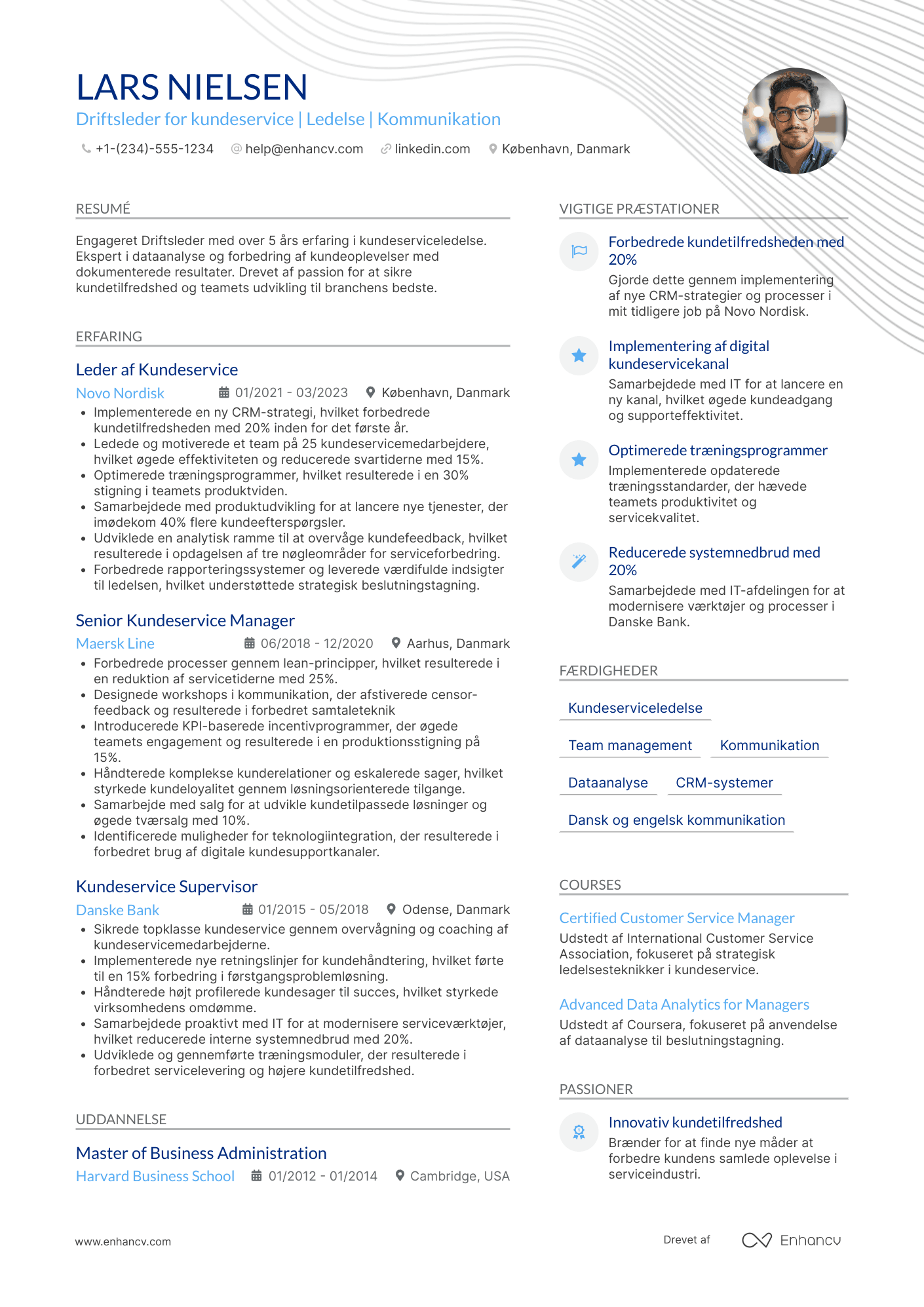 CV til Driftsleder for kundeservice