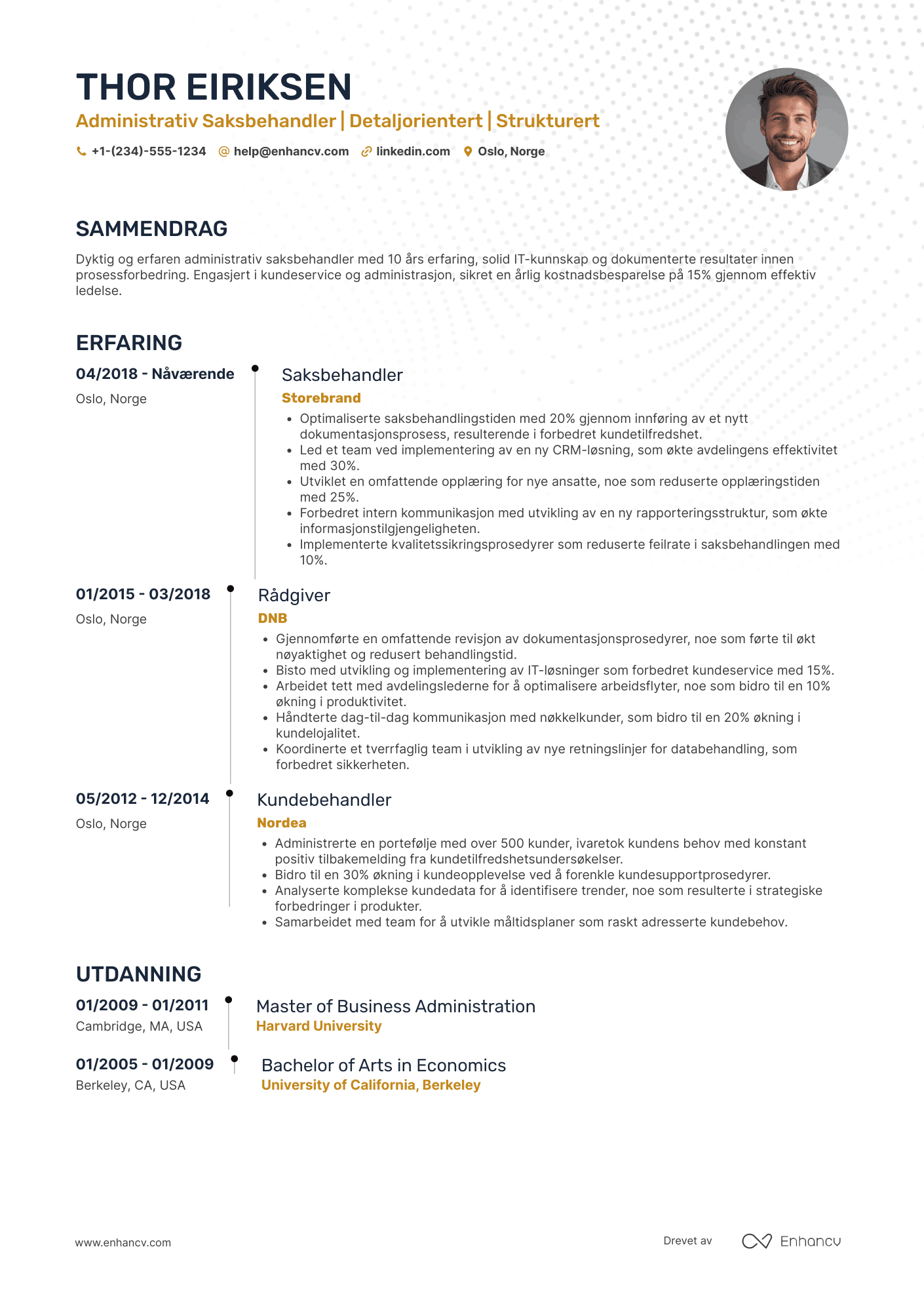 CV for Administrativ Saksbehandler