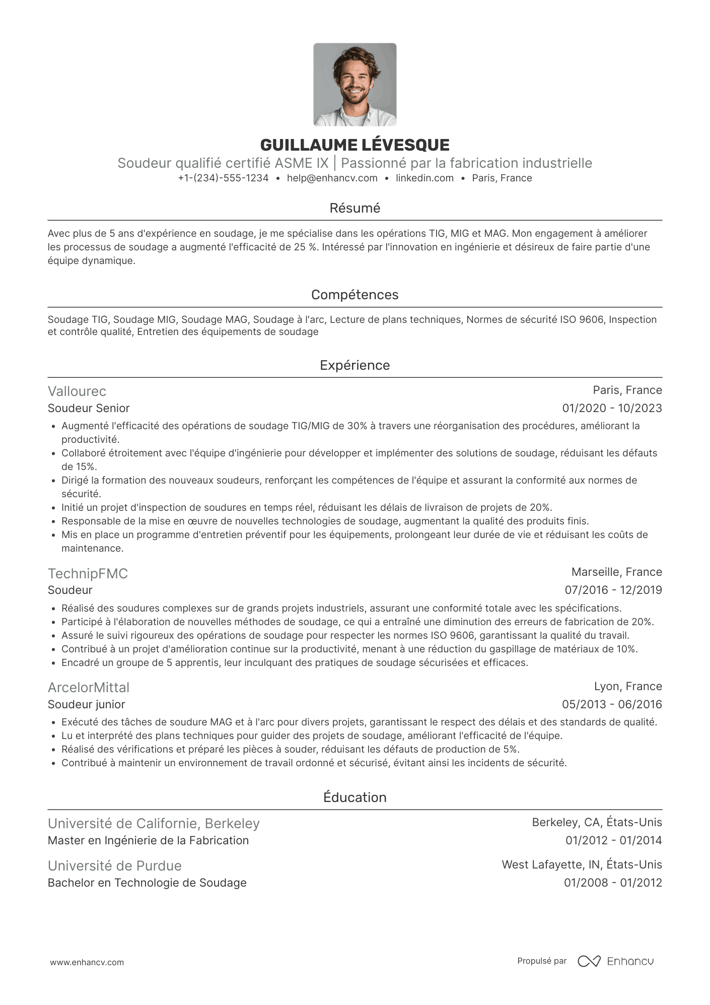 CV de soudeur avec habilitations