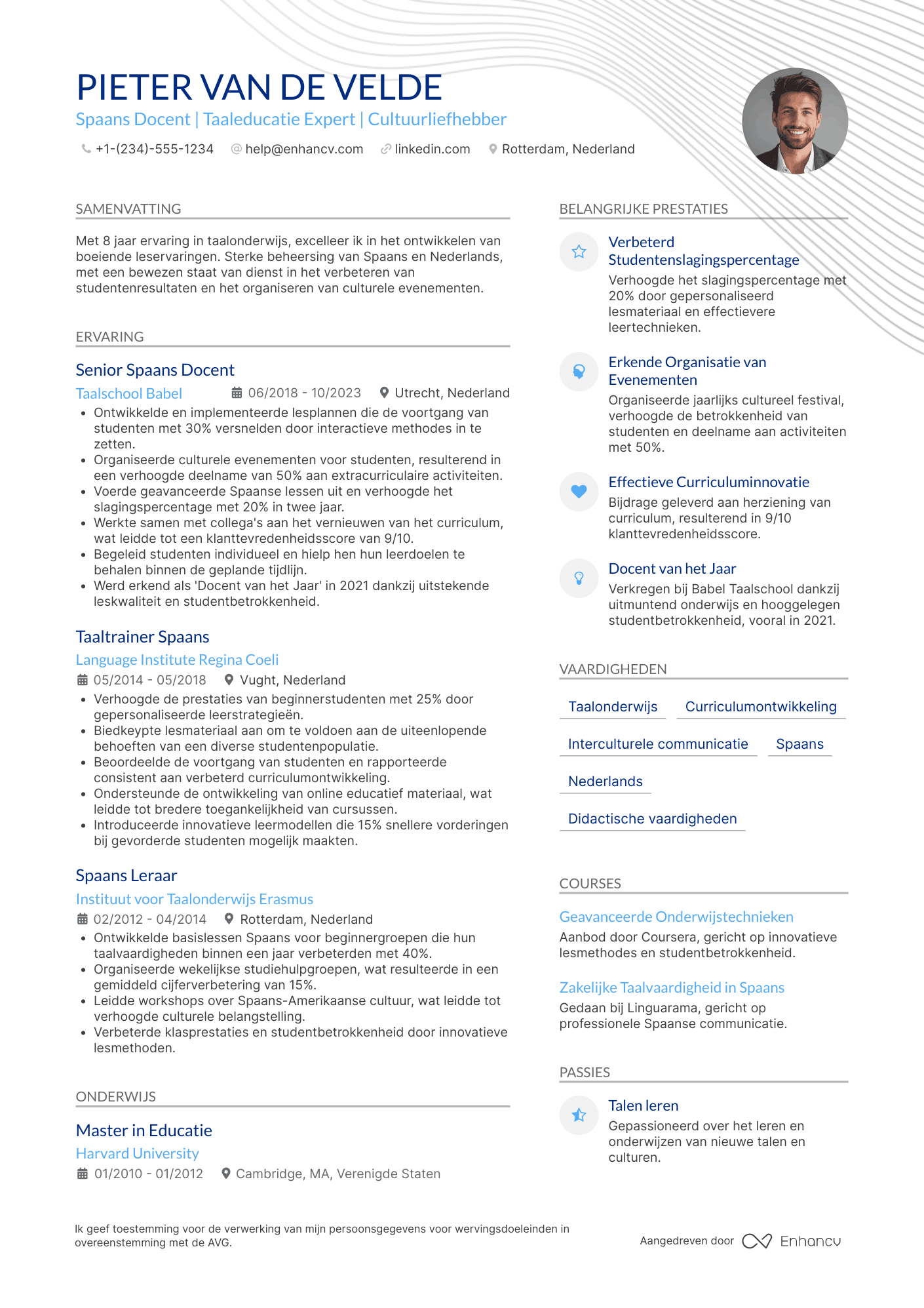 CV voor Spaans Docent