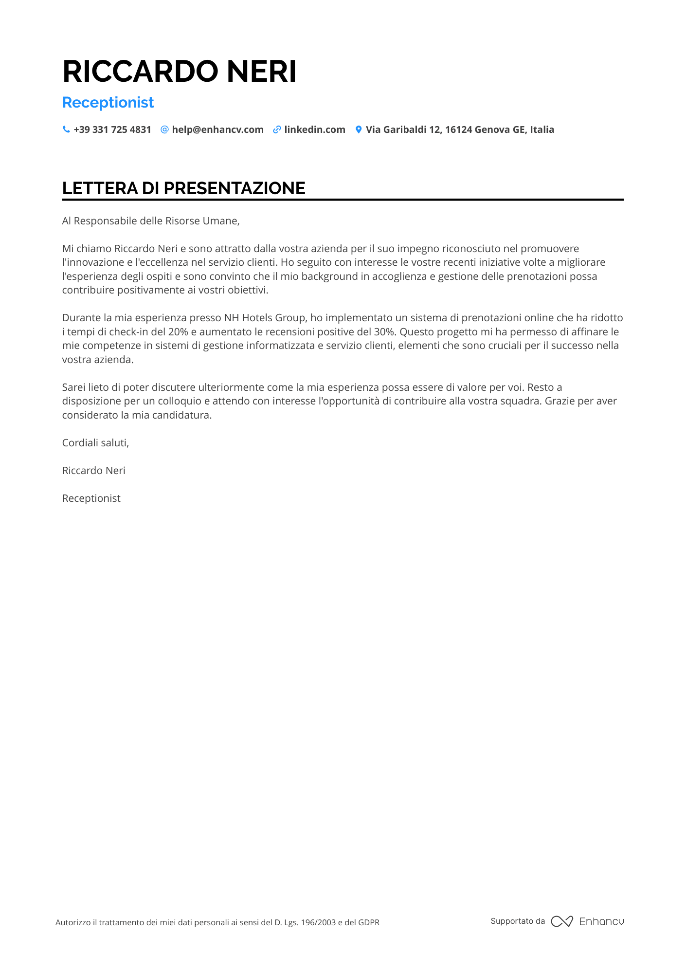 Receptionist di Hotel