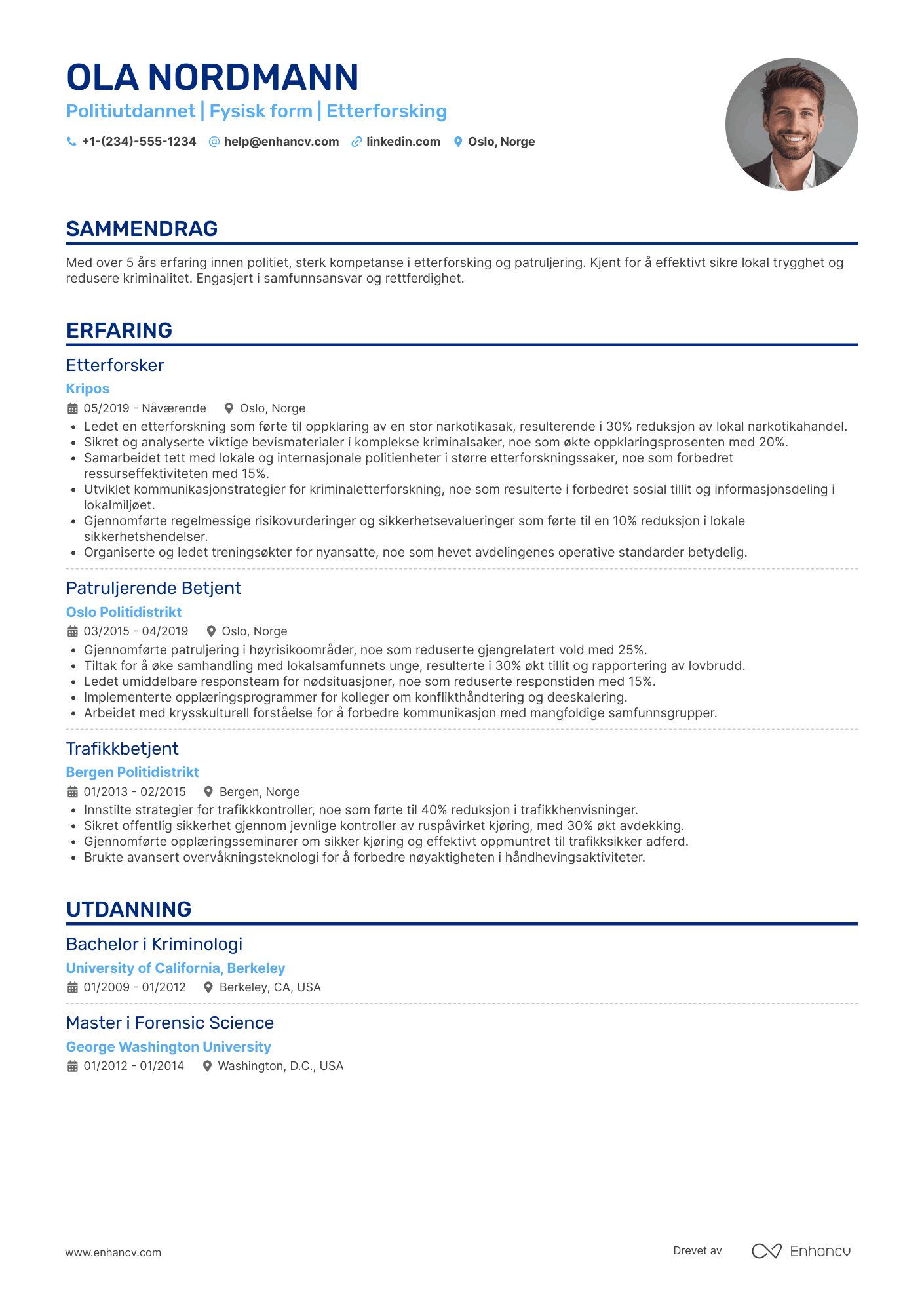 CV for Nyansatt politibetjent