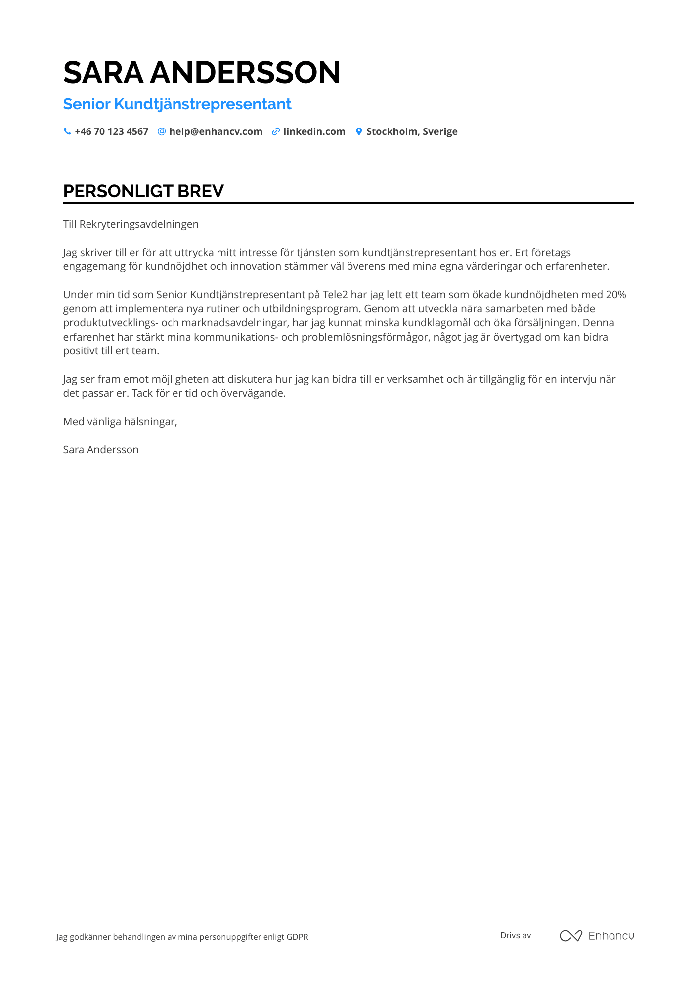 Kundtjänstrepresentant CV