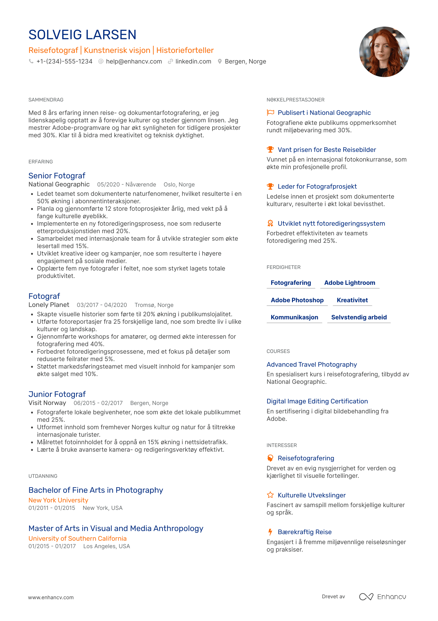 CV for Reisefotograf