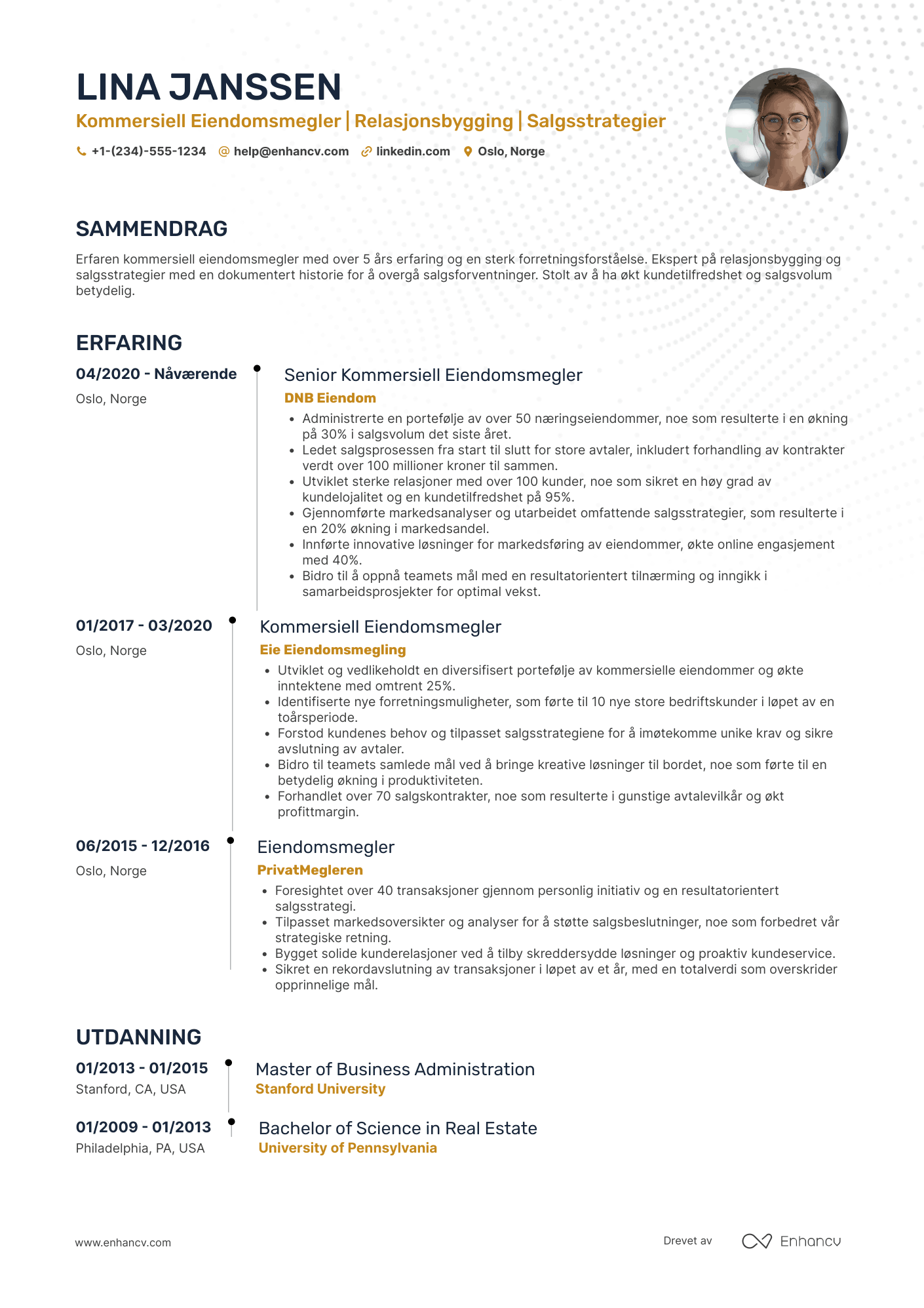 CV for Kommersiell Eiendomsmegler