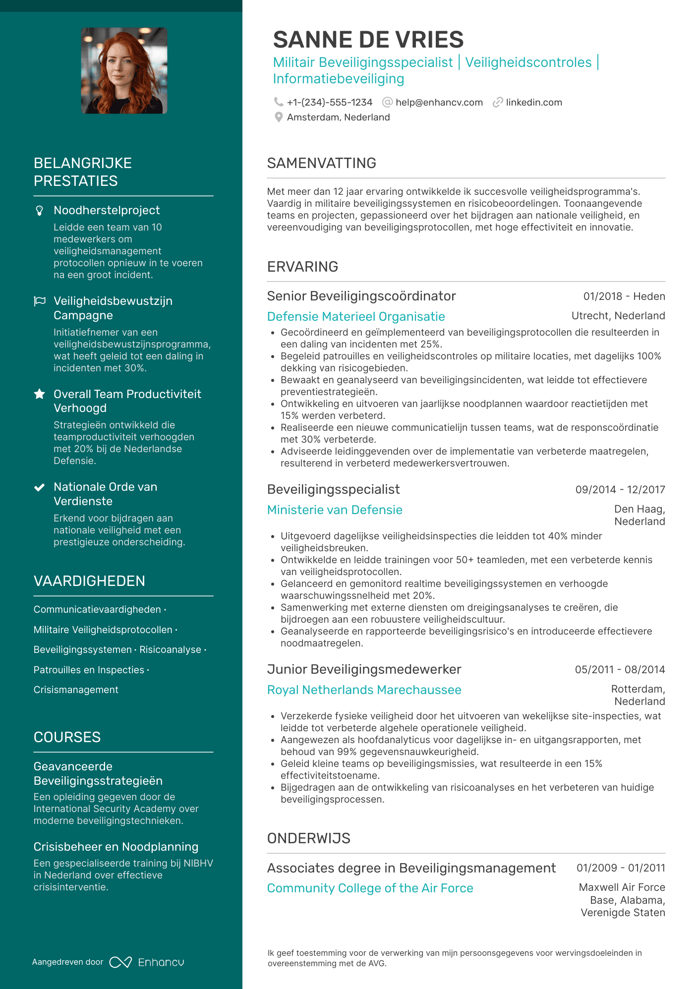 CV voor Militair Beveiligingsspecialist   Installatie
