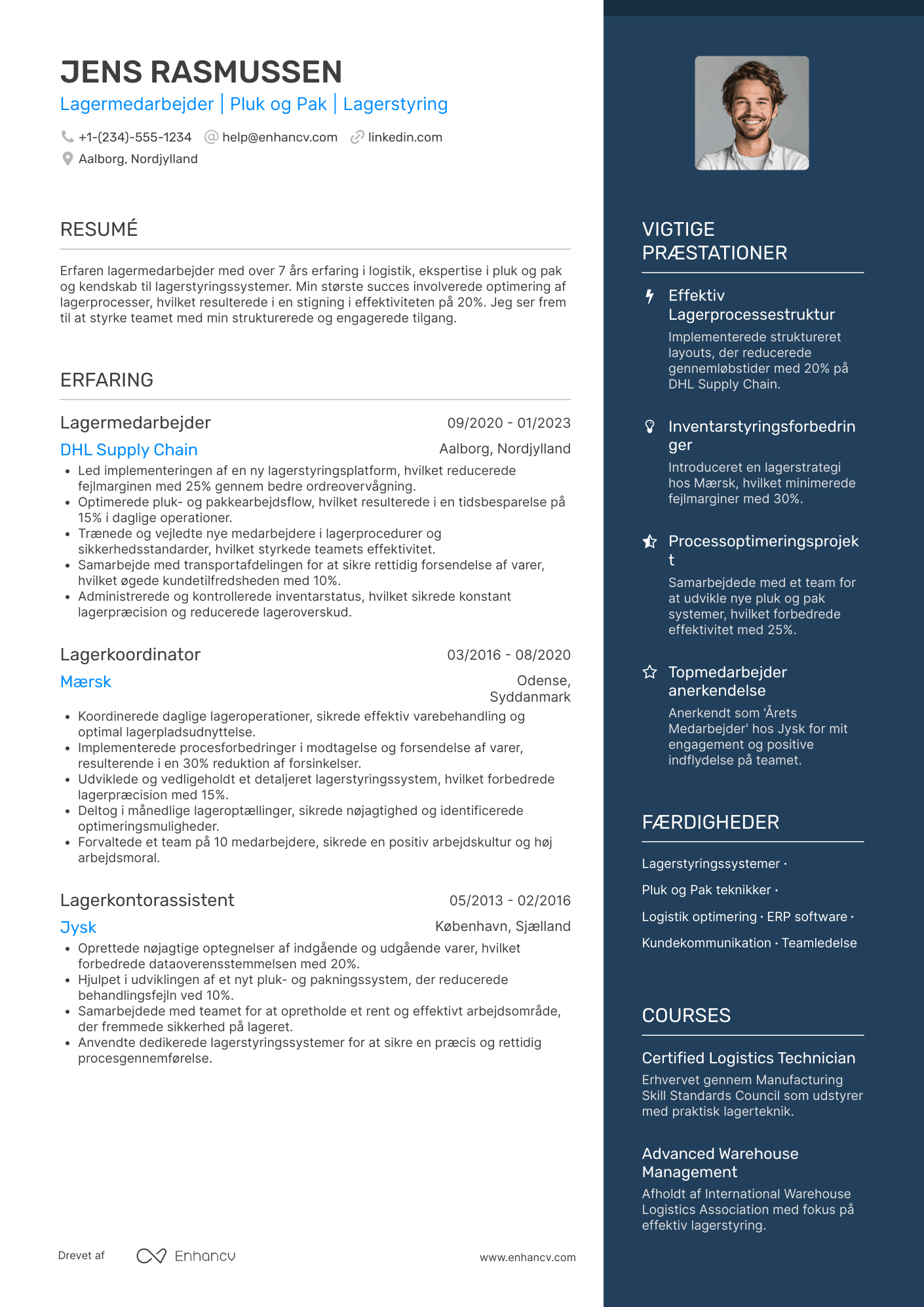 CV til Lagermedarbejder med fokus på pluk og pak