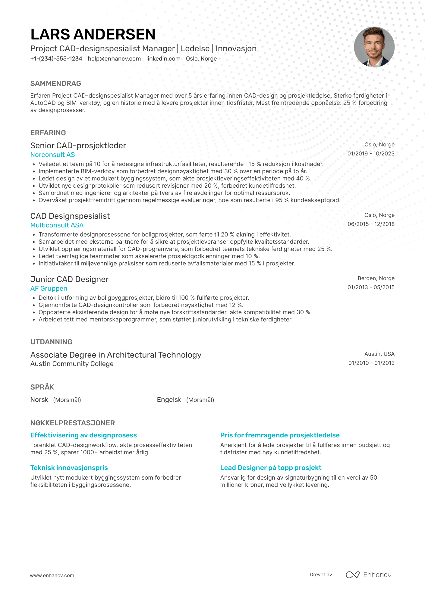 CV for Project CAD designspesialist Manager
