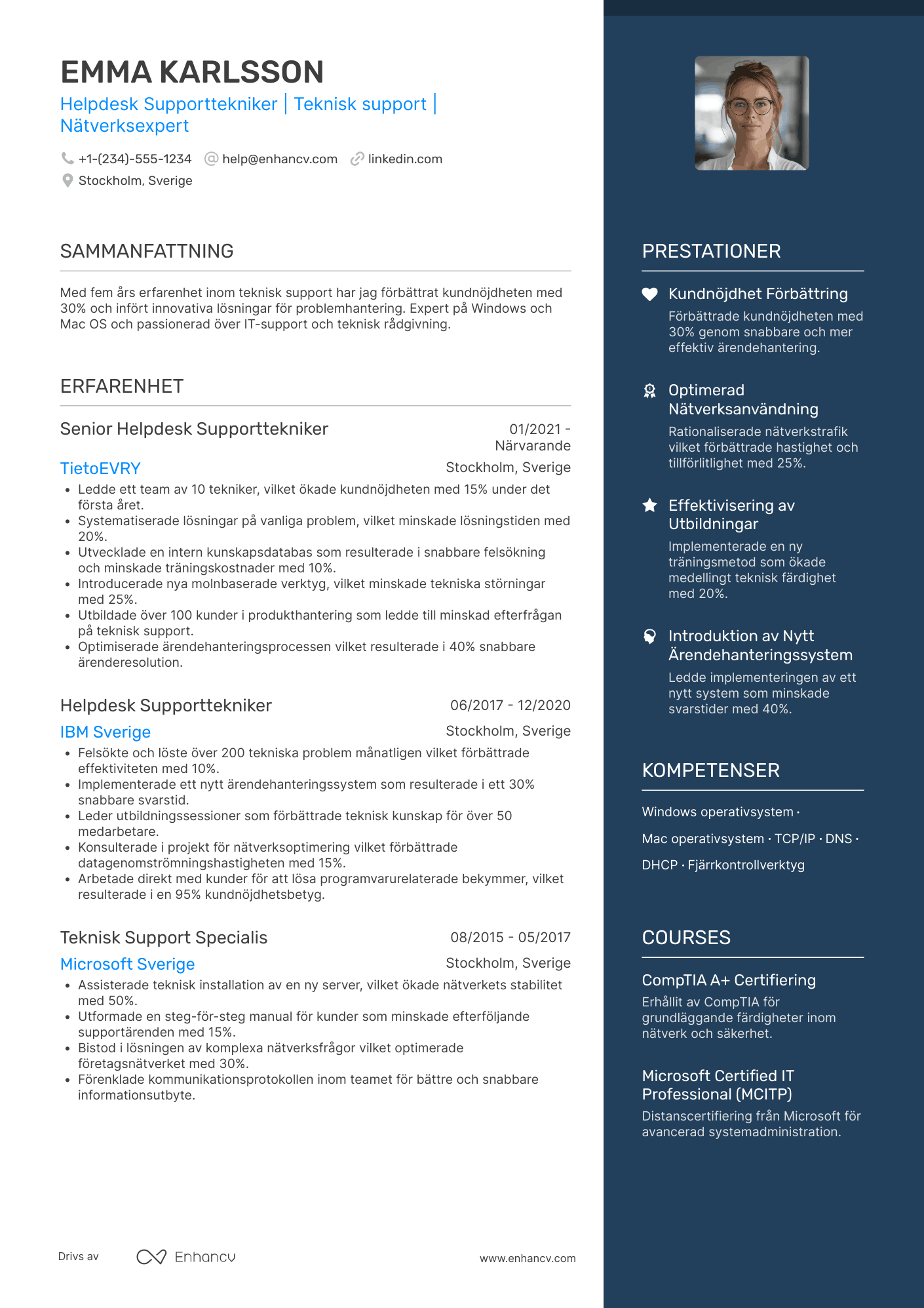 CV för Helpdesk Supporttekniker