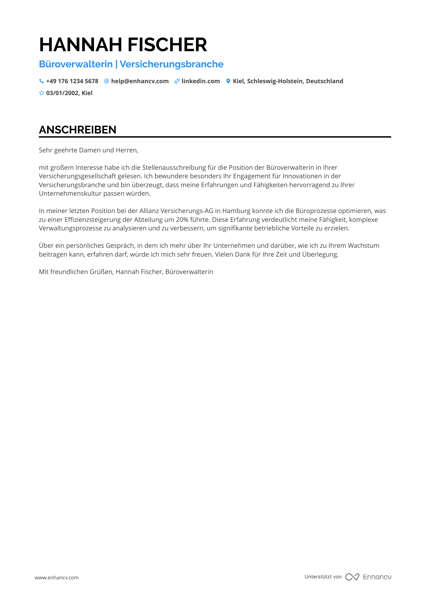 Büroverwalter für Versicherungsbranche