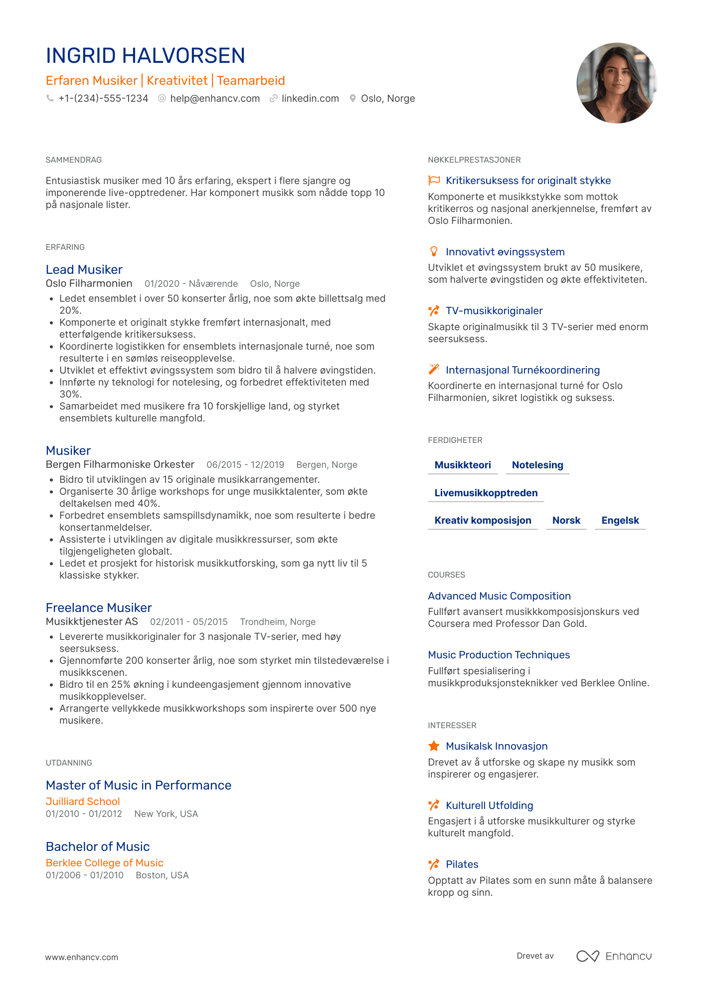 CV for Erfaren musiker