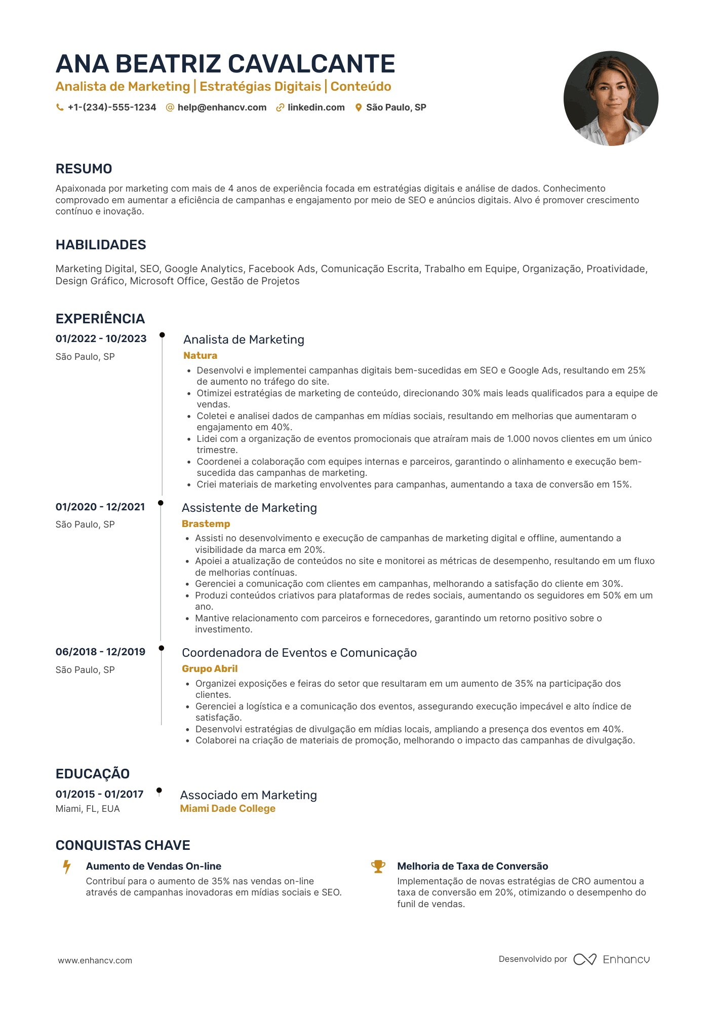 Currículo de assistente de marketing