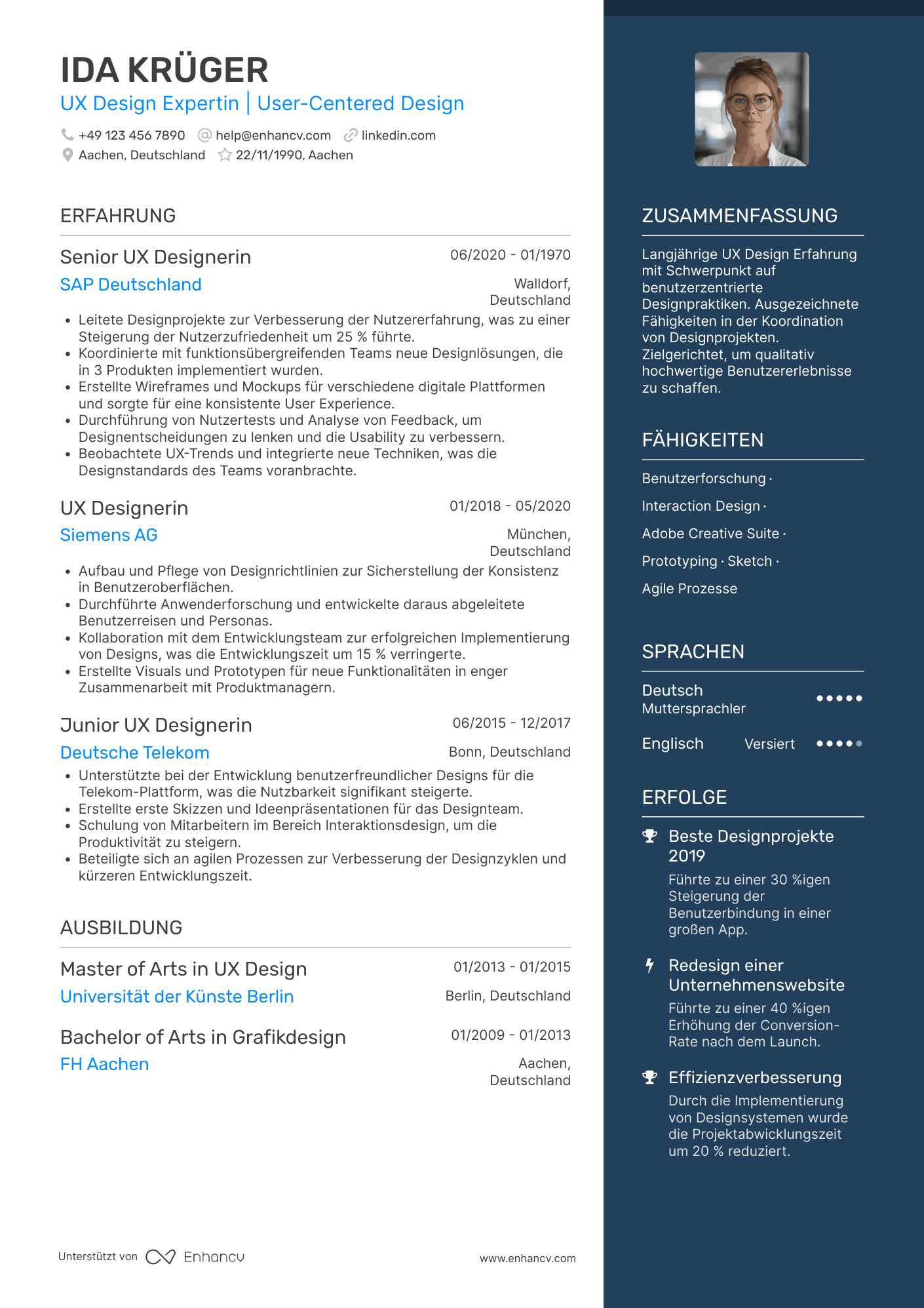 Lebenslauf als UX Design Koordinator