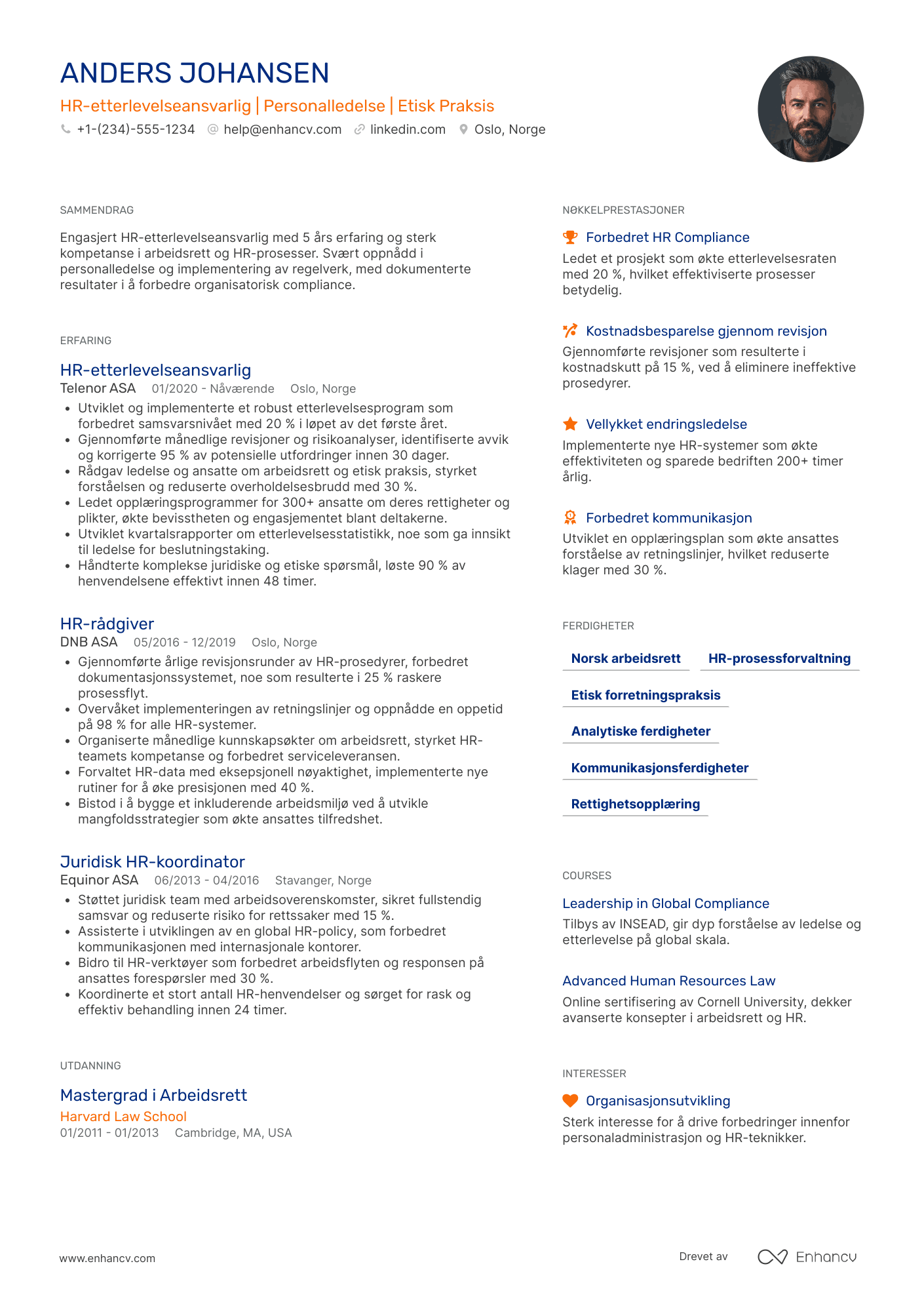 CV for HR etterlevelseansvarlig