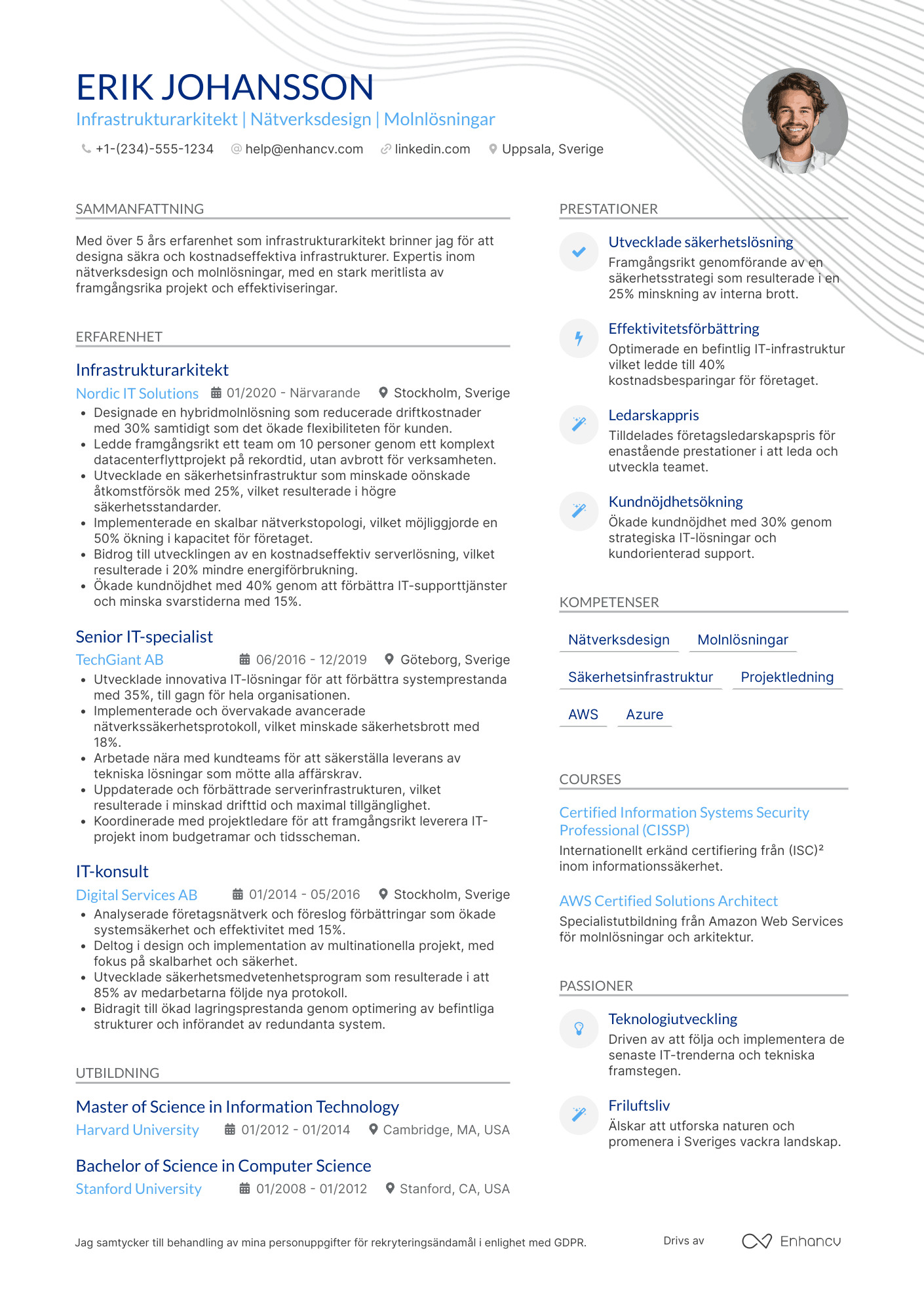CV för Infrastrukturarkitekt